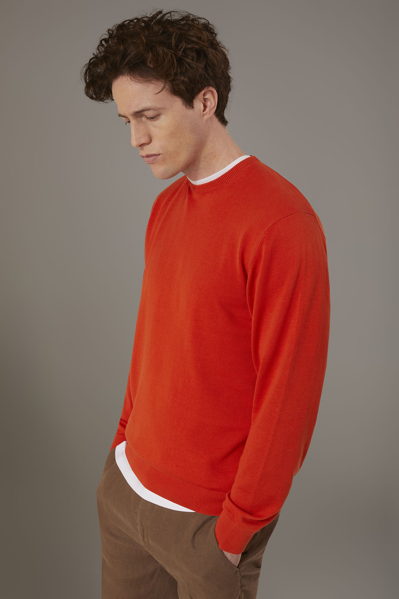 Round neck sweater 100% cotton image number 2