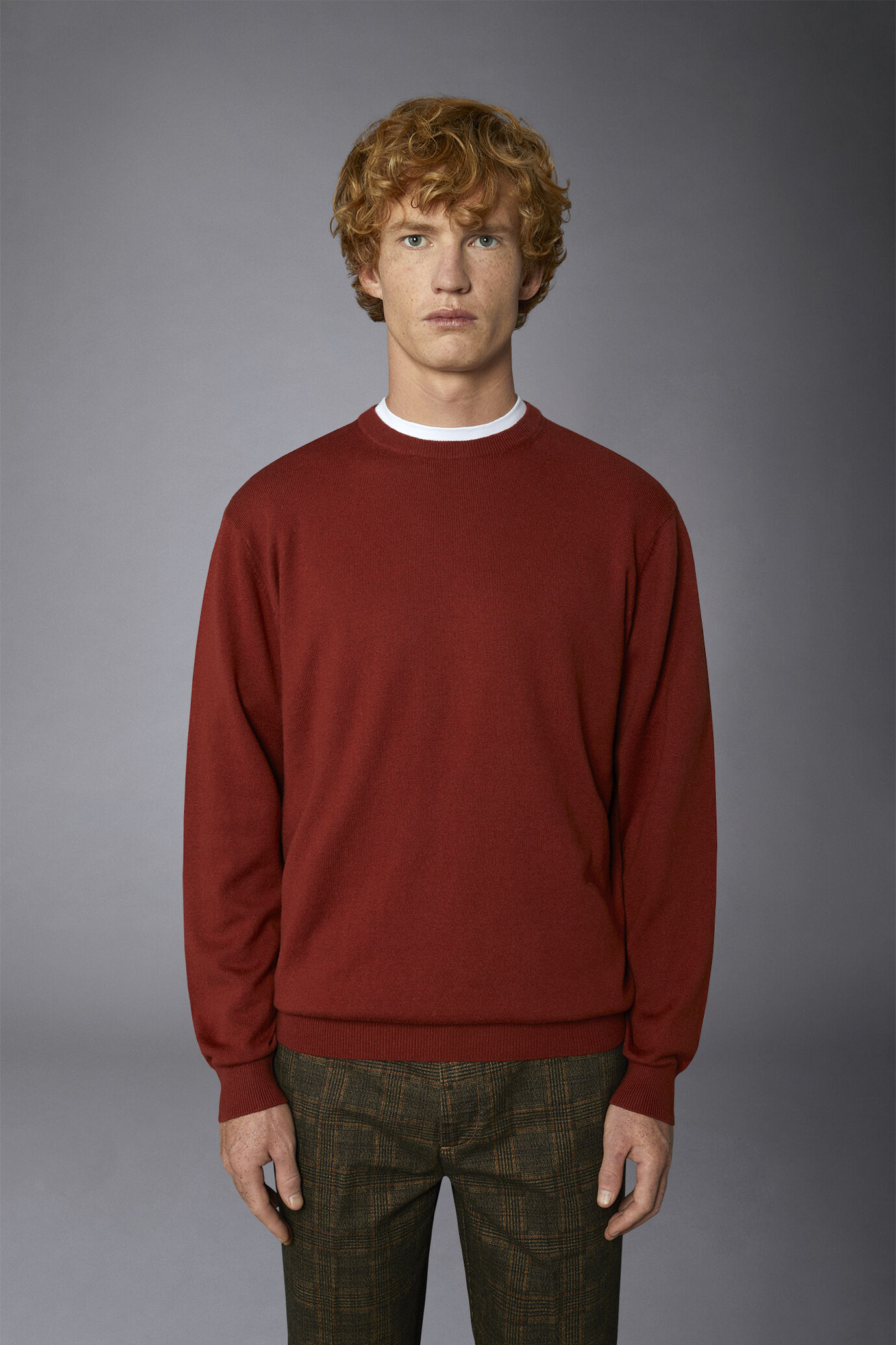 Pullover mit Rundhalsausschnitt aus Wolle und Baumwolle image number 3