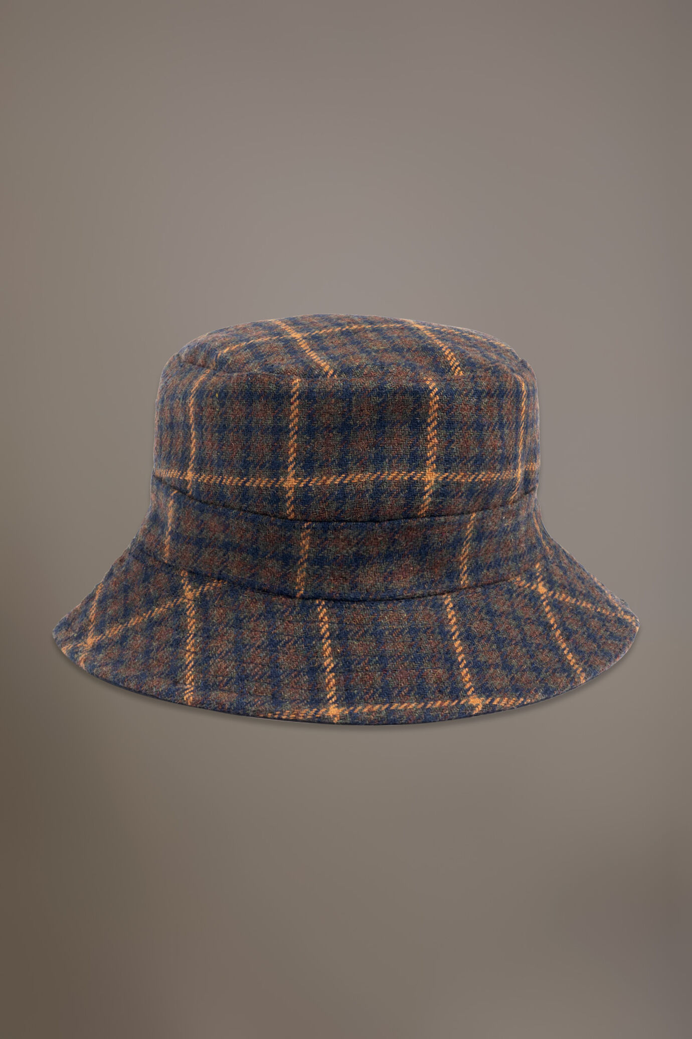 Double face check design wool blend fisherman hat