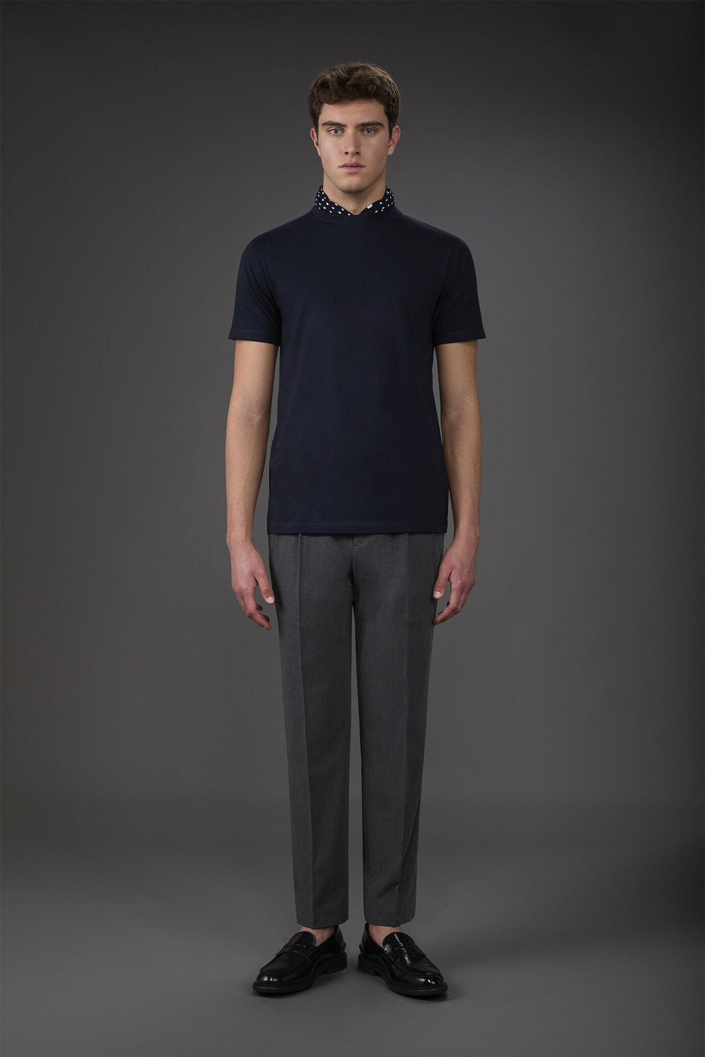 T-shirt uomo manica corta in jersey con colletto 100% cotone image number 1