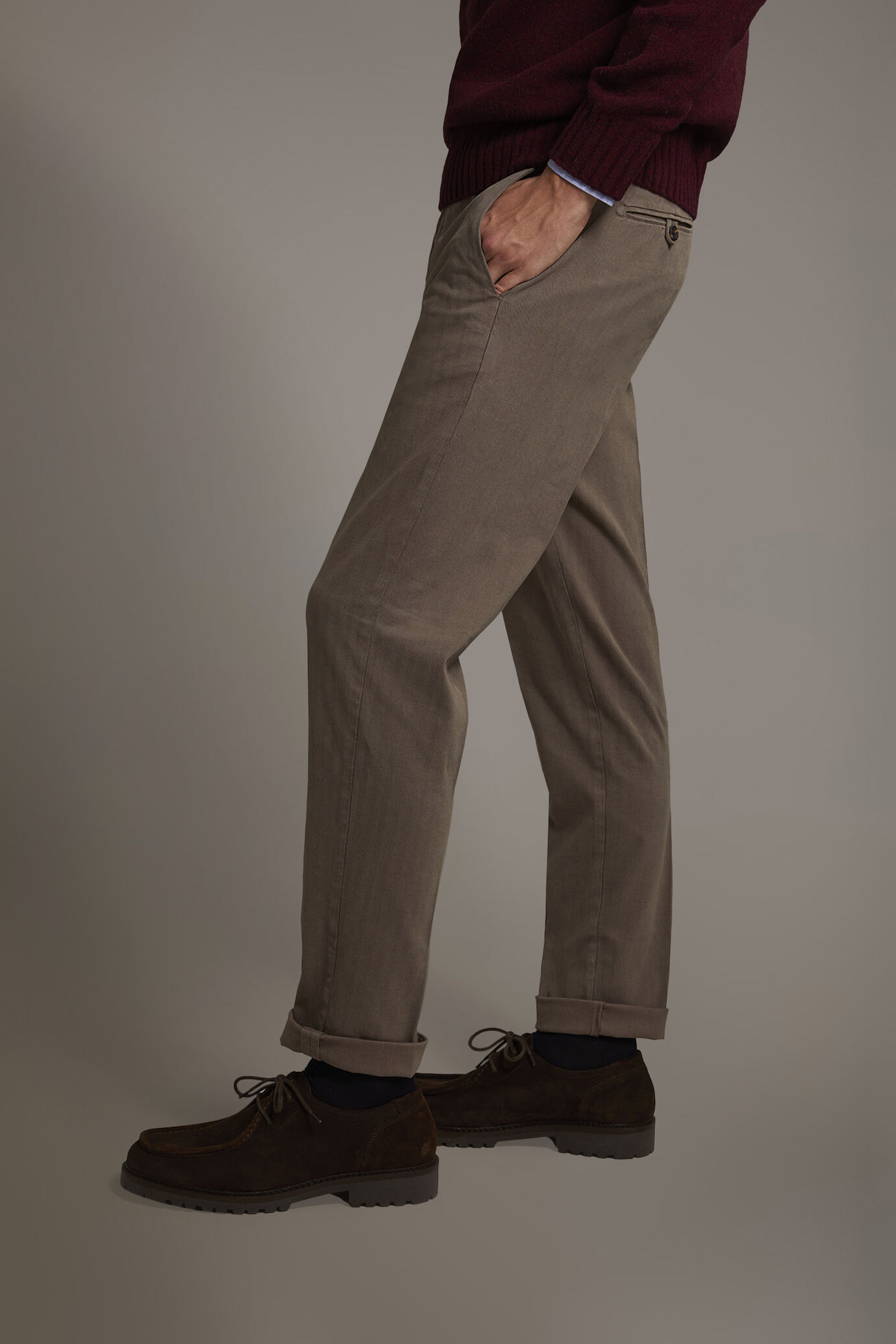 Pantalone classico regular fit tessuto spigato image number 3