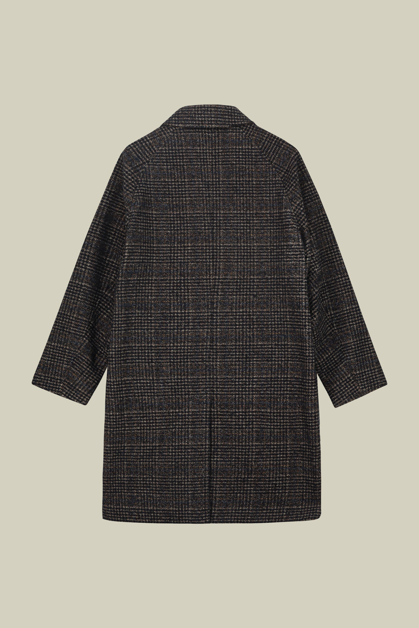 Herrenmantel mit Loden-Kragen aus Wollmischgewebe und Karomuster regul&auml;re Passform