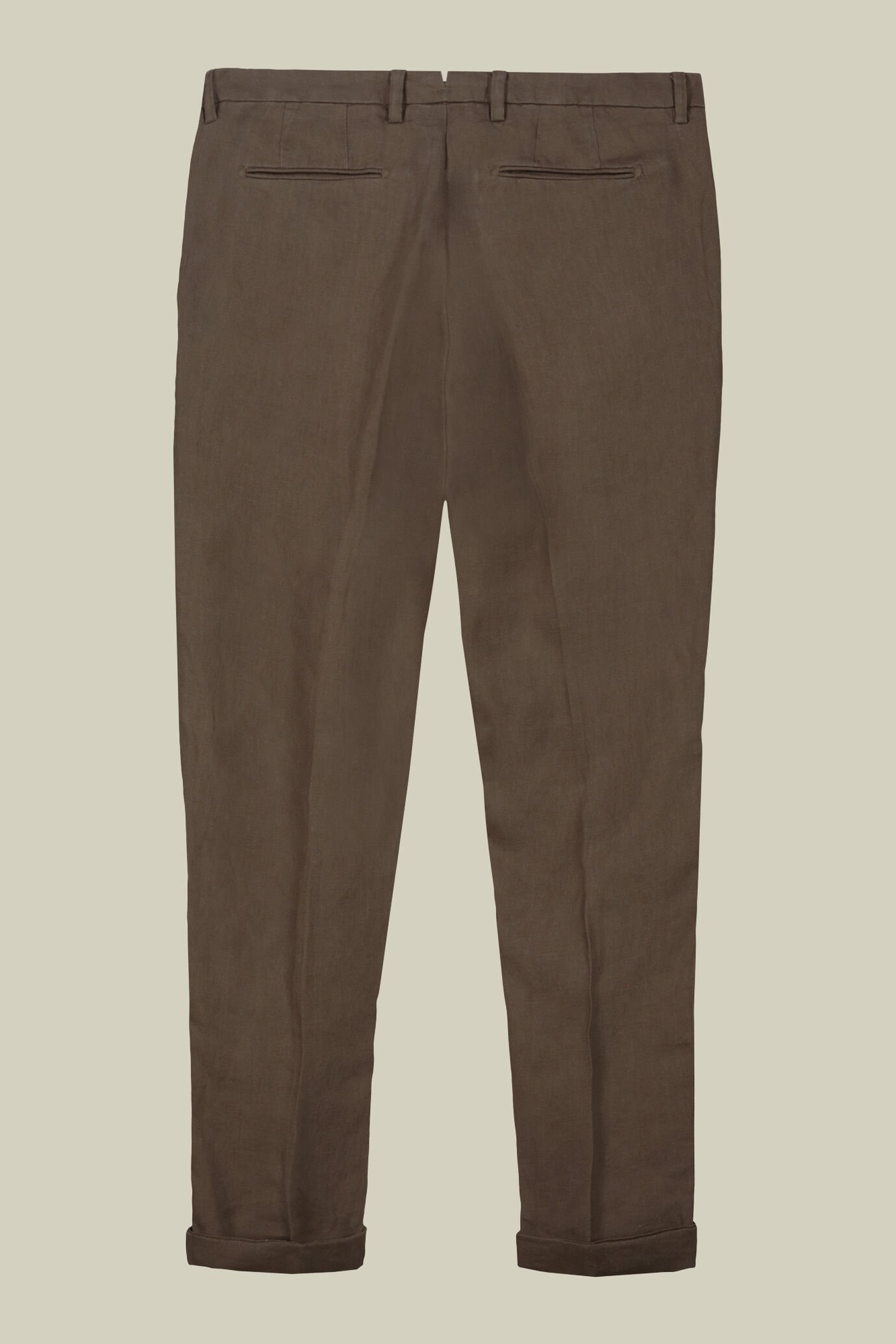Pantalon homme 100% lin avec deux petits plis et bouton caché image number 5