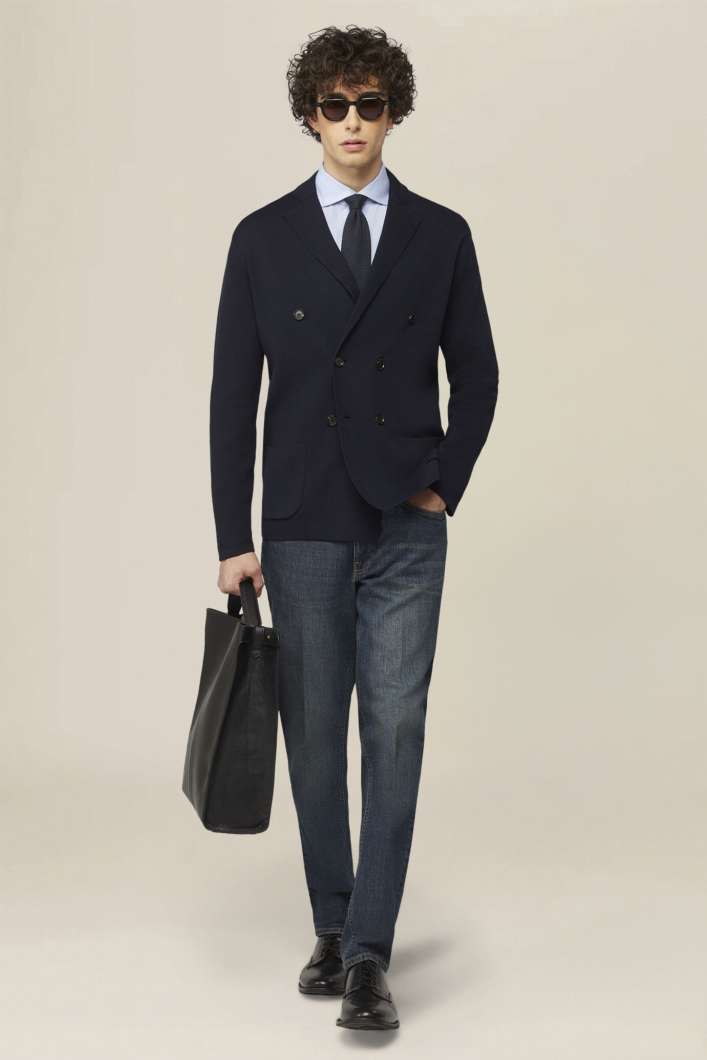 Herren-Strickjacke aus 100 % Baumwolle mit doppelter Knopfleiste, Punto Milano image number 1