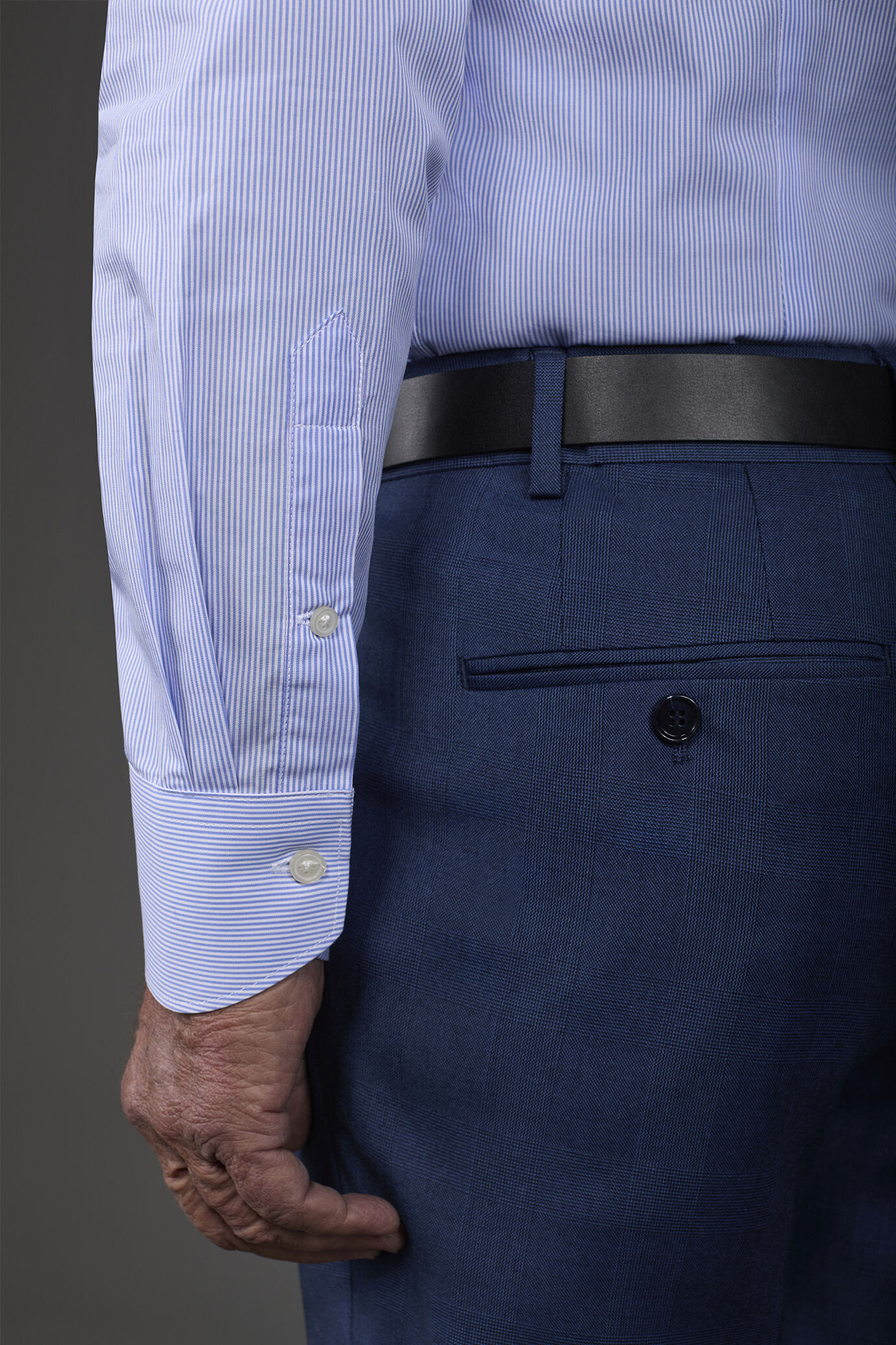 Chemise à rayures pour hommes, col classique 100% coton image number 3