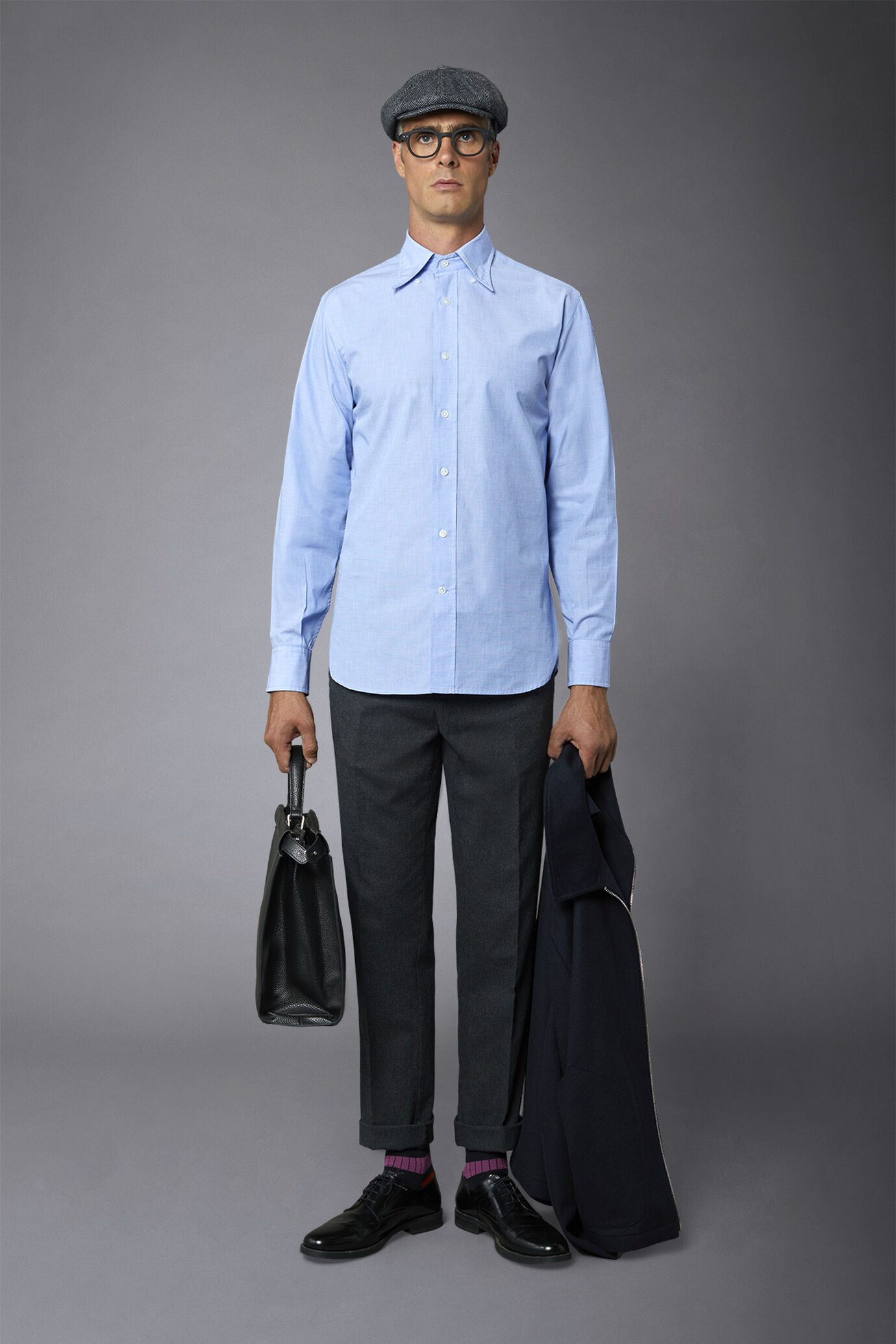 Classic washed genderless button down comfort fit shirt fil-a-fil fabric image number 0