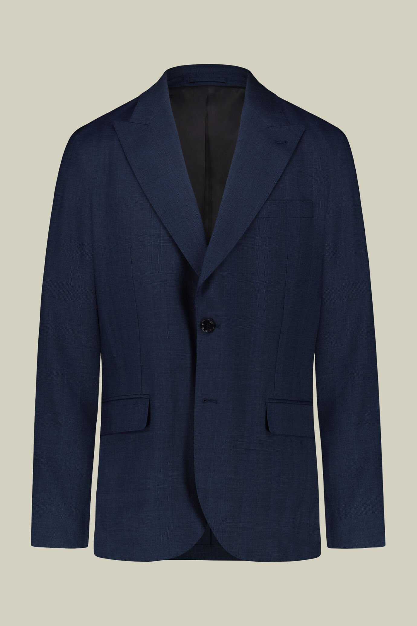 Single-breasted men's suit with single-pleat trousers in Prince of Wales check fabric