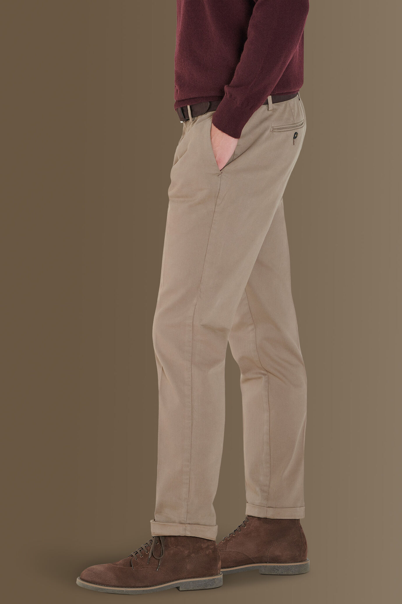 Pantalone classico chino twill elasticizzato image number 2
