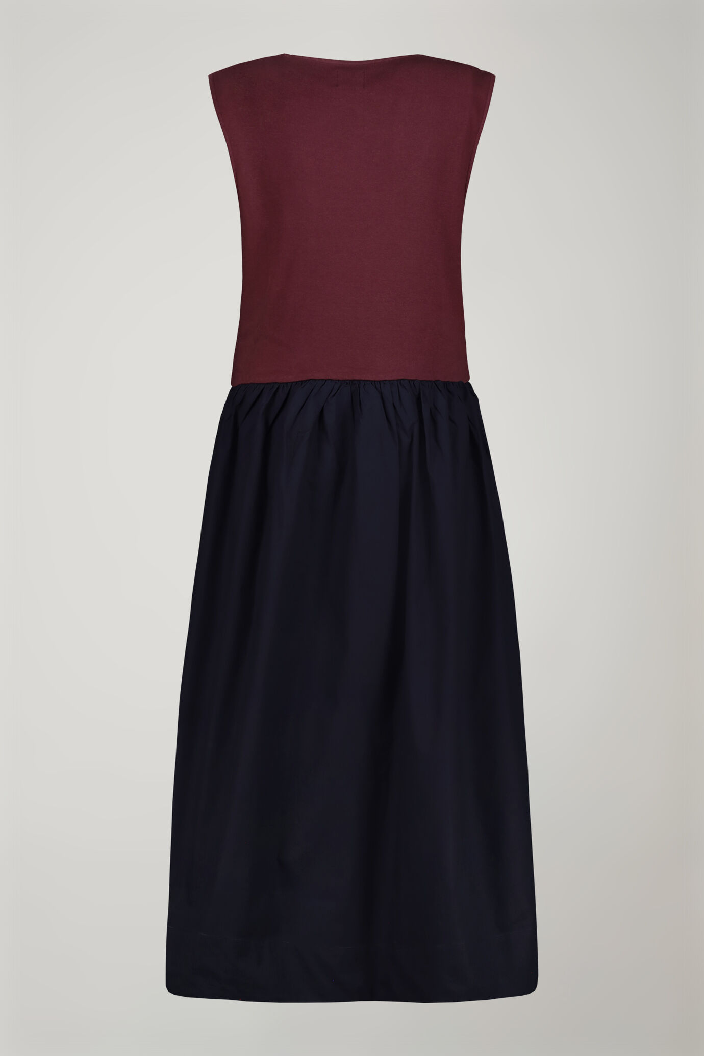 Abito midi donna smanicato bicolore 100% cotone in jersey regular fit image number 5