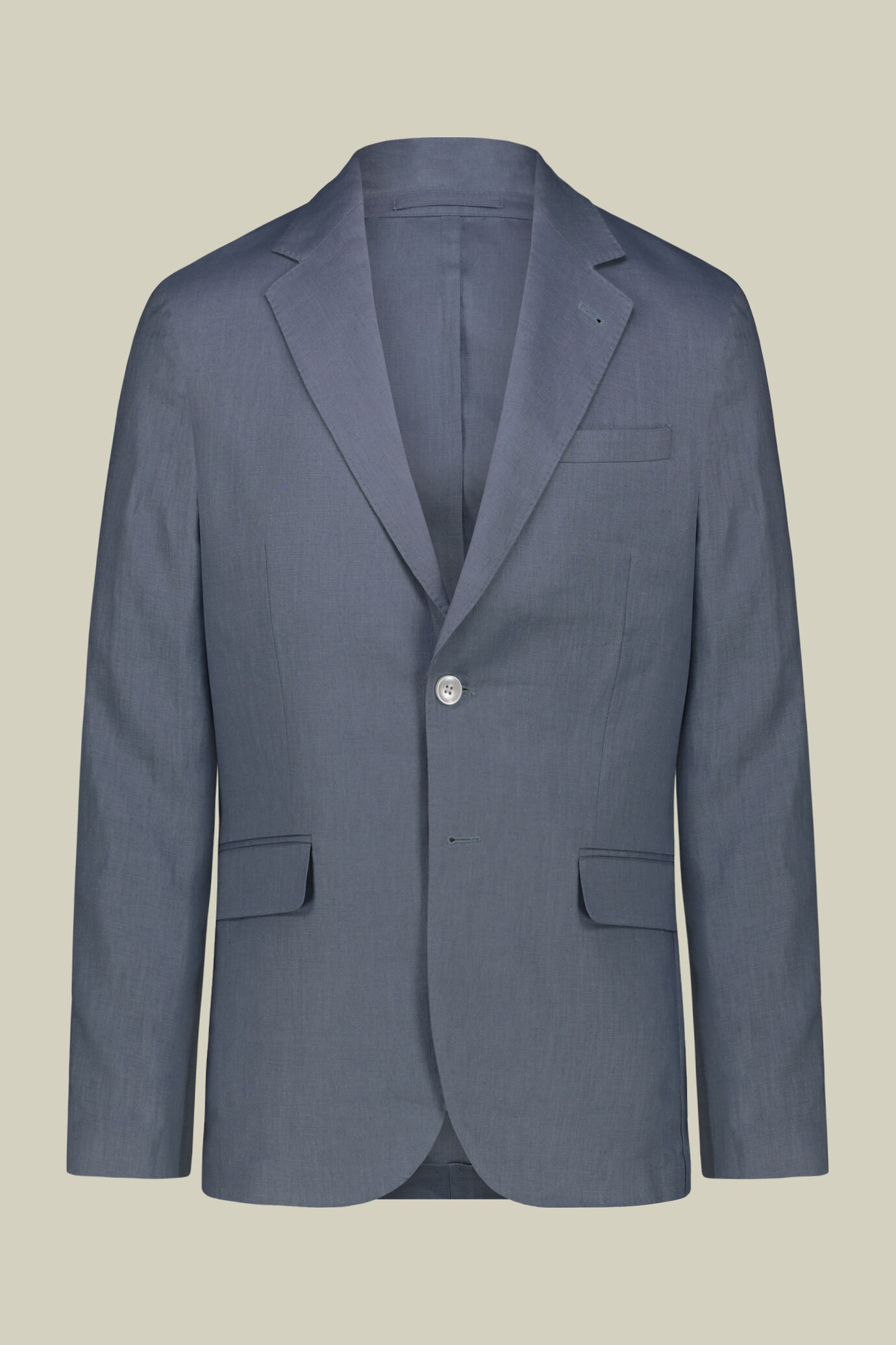 Costume droit pour homme avec pantalon sans plis, en 100% lin effet lavé image number 4