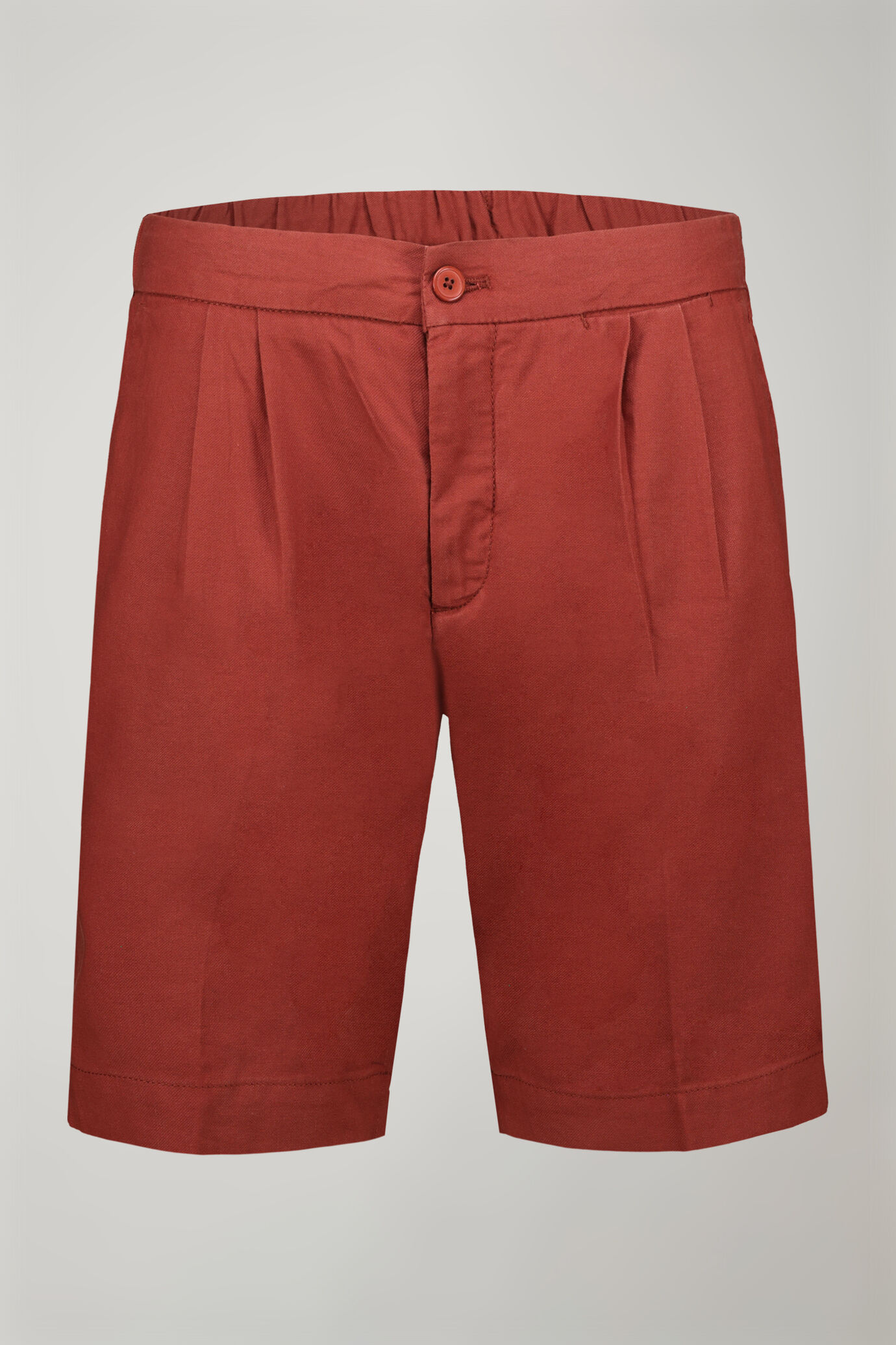 Bermudashorts für Herren mit doppeltem Abnäher und Kordelzug in der Taille aus Canvas-Leinen-Mischgewebe image number 4