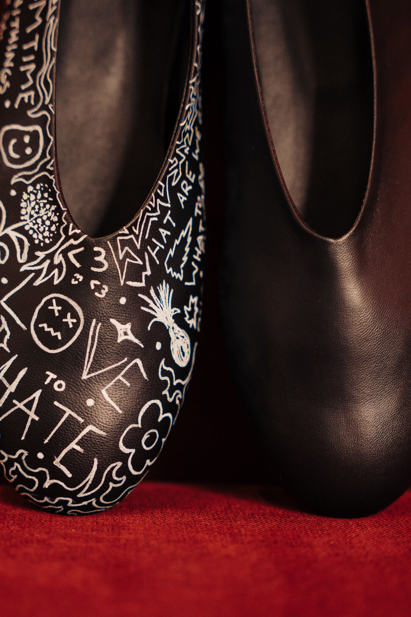 Damen-Ballerinas 100 % Leder handbemalt "Imperfection” Limitierte Edition image number 6