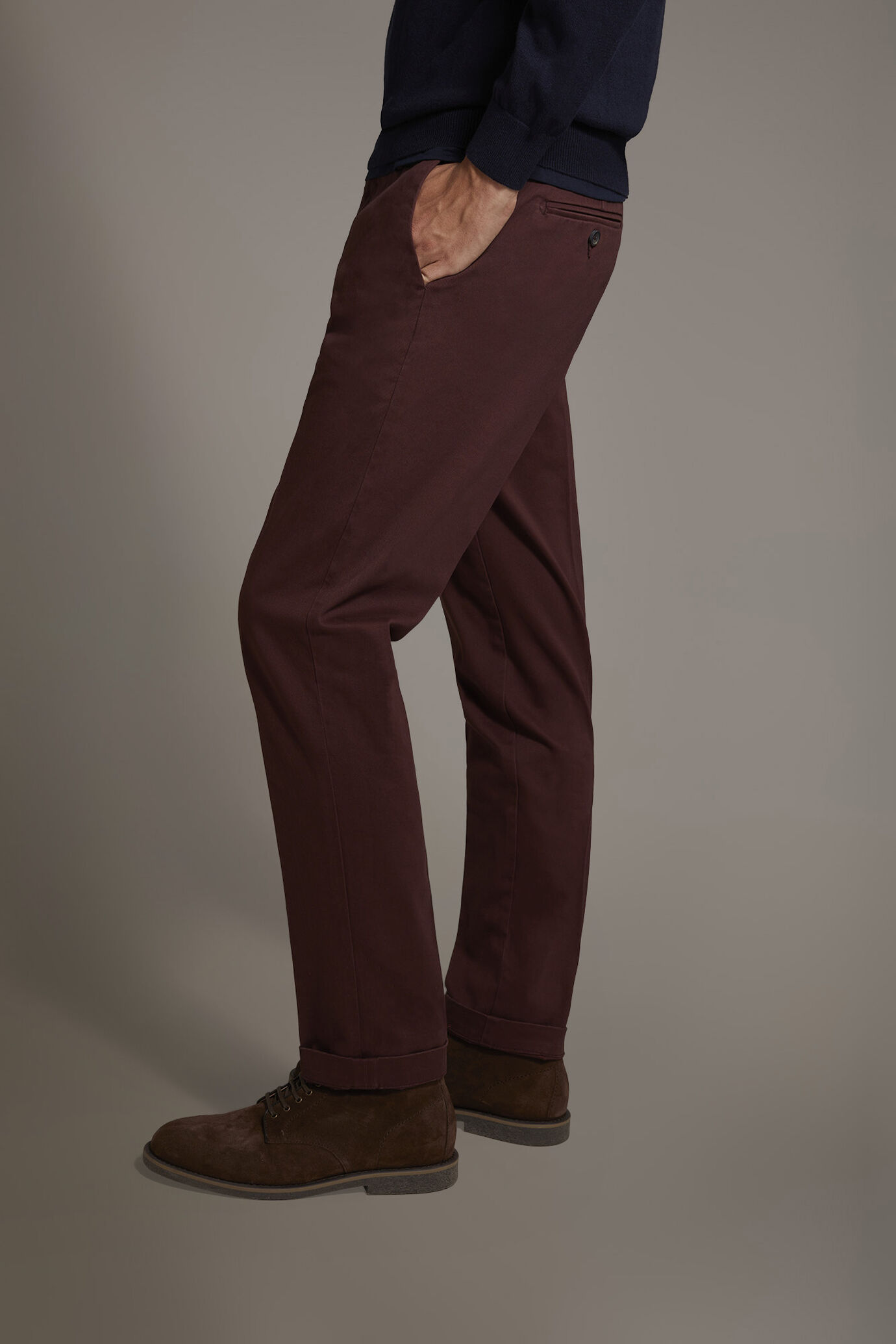 Men's classic regular fit chino pants stretch twill fabric image number 3
