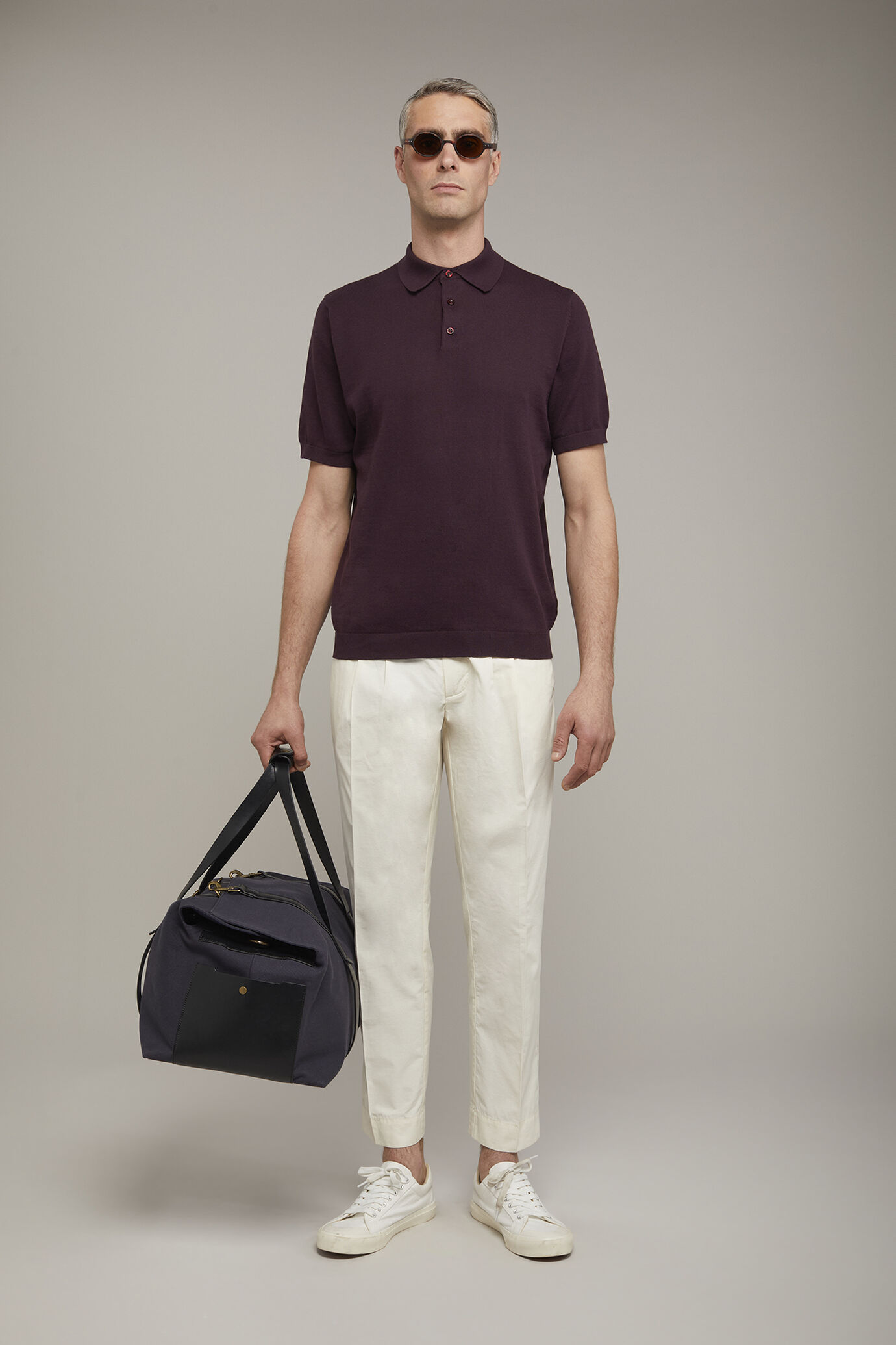 Men's technical cotton trousers with double pinces comfort fit