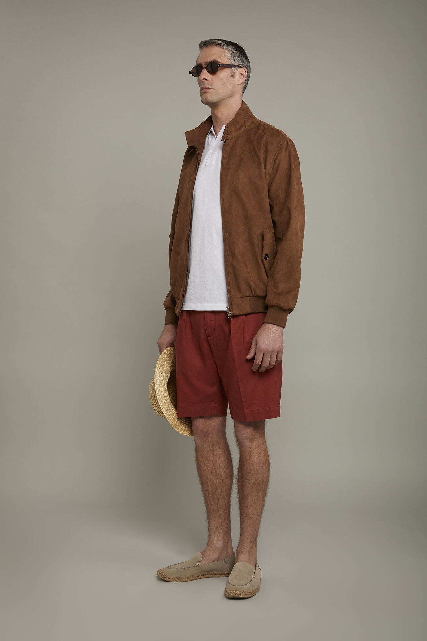 Bermudashorts für Herren mit doppeltem Abnäher und Kordelzug in der Taille aus Canvas-Leinen-Mischgewebe image number 1