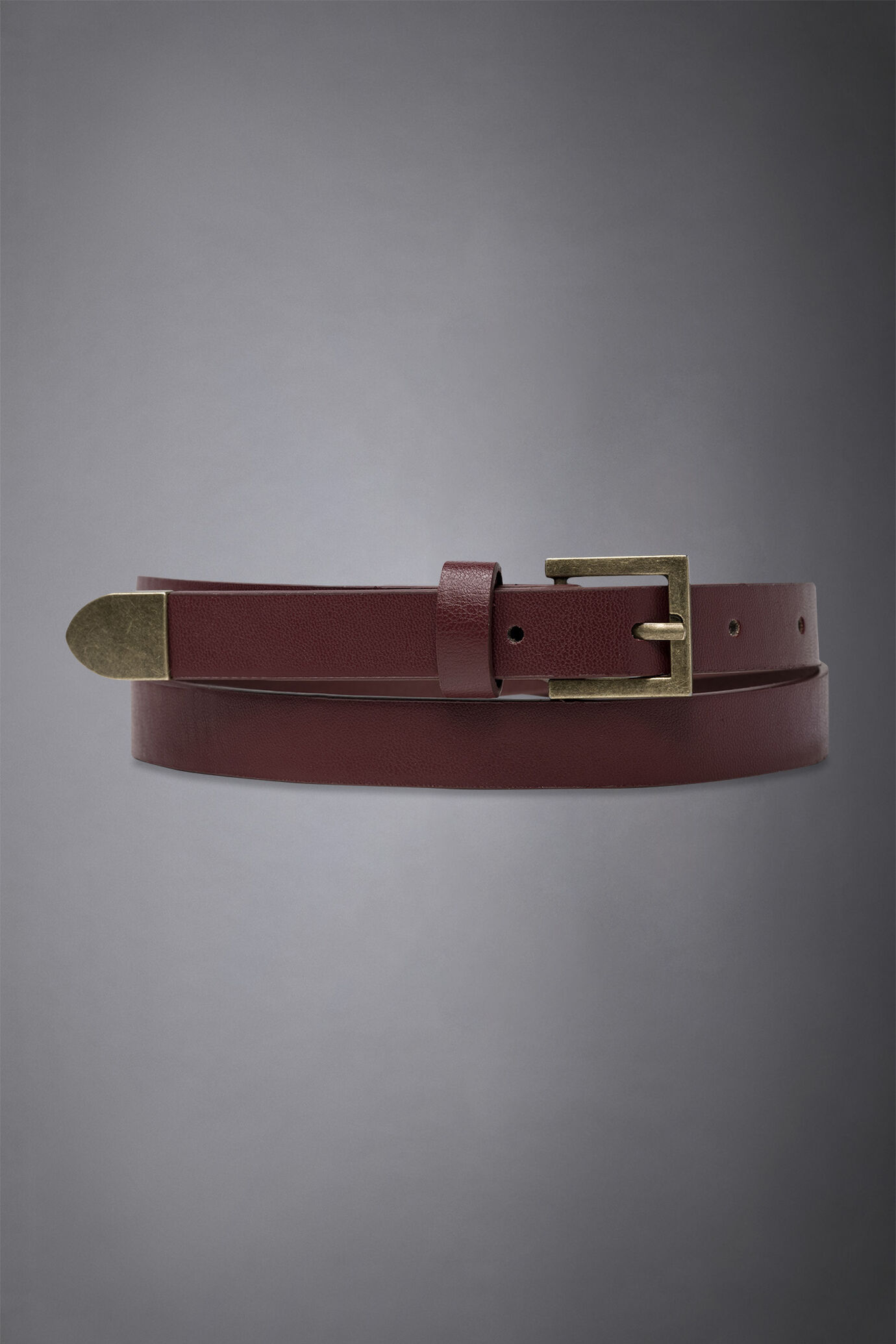 Women's belt coated with leather