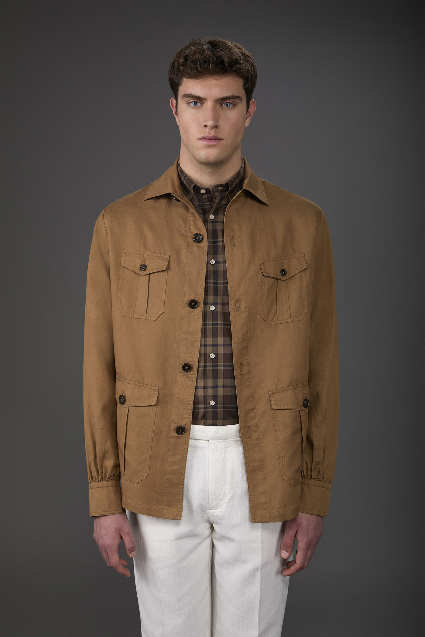 Giacca camicia uomo con tasche a toppa image number 1