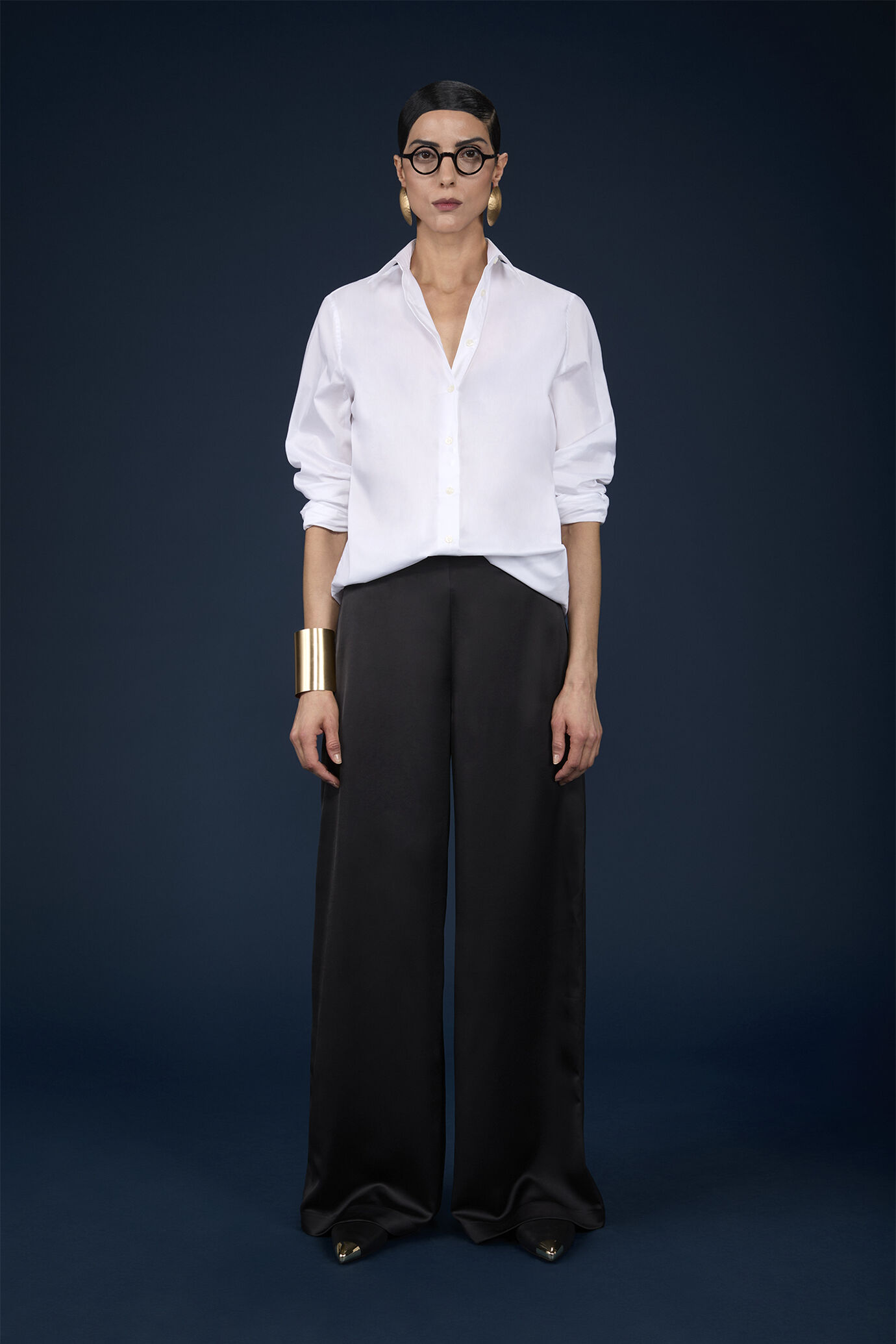 Pantalone donna palazzo con cerniera sul fianco