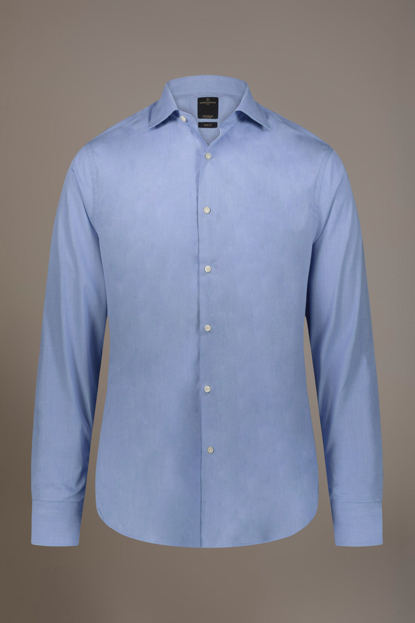 Classic shirt with french collar classic fit microcheck fabric image number 3