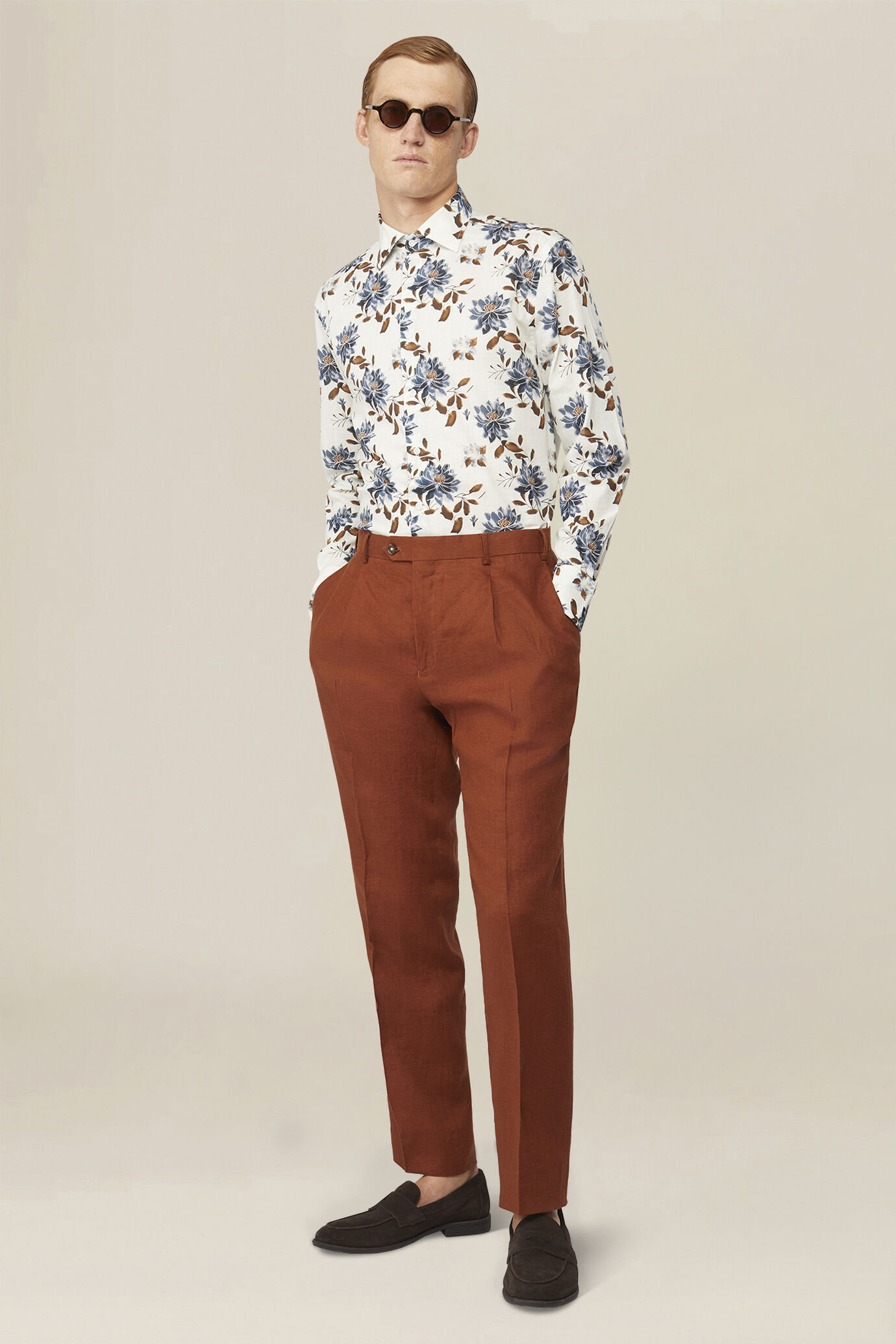 Camicia uomo casual in tessuto floreale 100% cotone image number 1