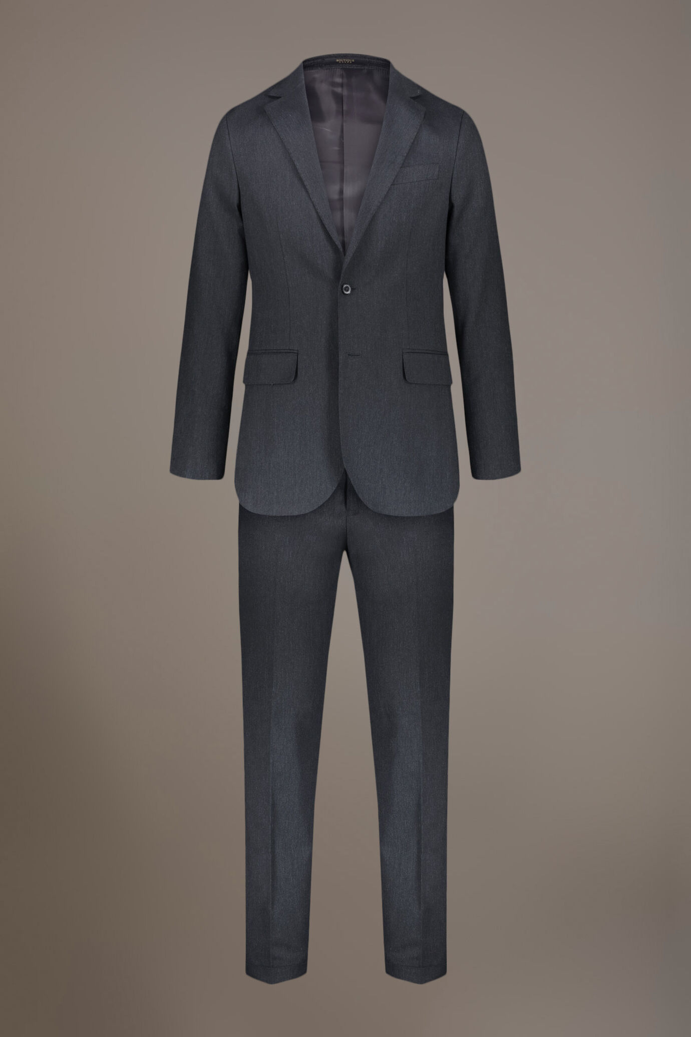 Single-breasted cotton stretch solid color fabric suit image number 9