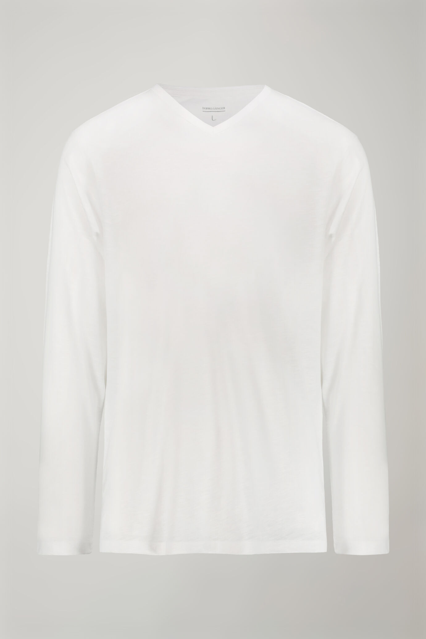 Herren-T-Shirt mit V-Ausschnitt und langen Ärmeln aus 100 % Slub-Baumwolle in normaler Passform image number 4