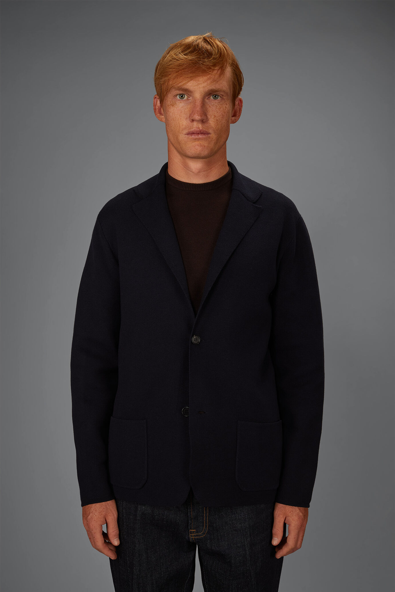 Einreihige Herren-Strickjacke im Mail&auml;nder Naht-Muster aus 100% Baumwolle Regular Fit image number 1