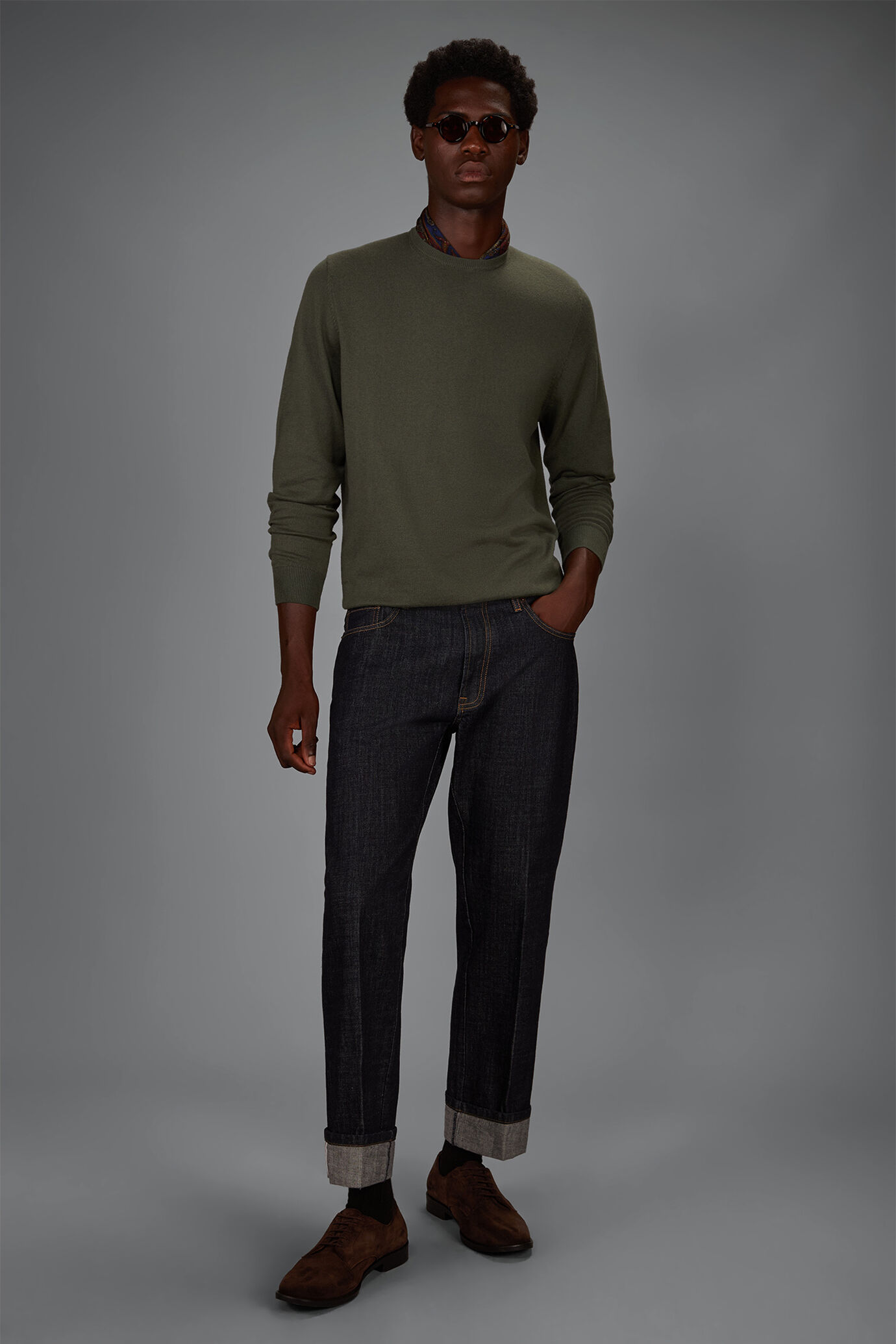Maglia uomo girocollo in misto lana e cotone regular fit image number 0