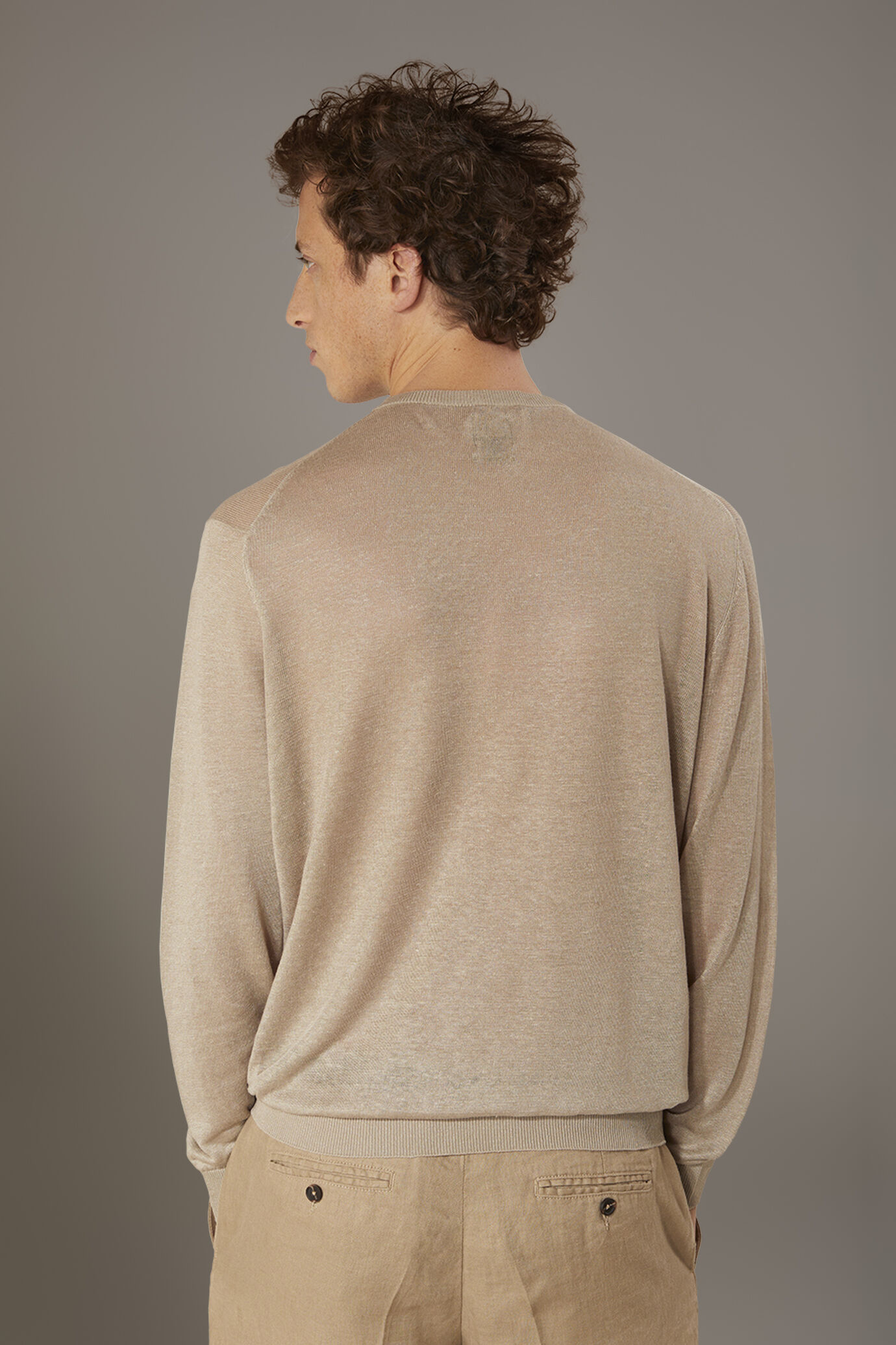 Round neck sweater 100% linen image number 3