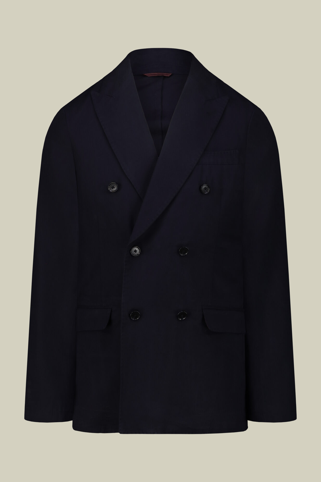 Unlined double-breasted men's jacket in regular fit twill fabric