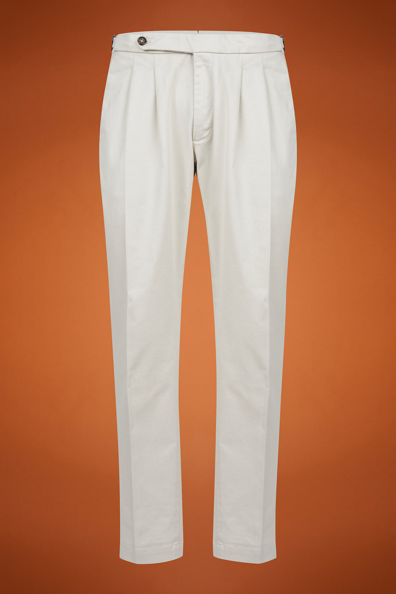 Pantalone uomo doppia pinces tessuto in tela diagonale regular fit image number 0