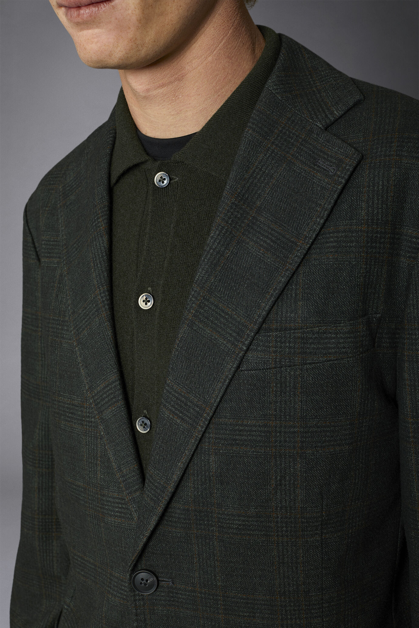 Regular fit genderless single-breasted jacket Prince of Wales fabric image number 3