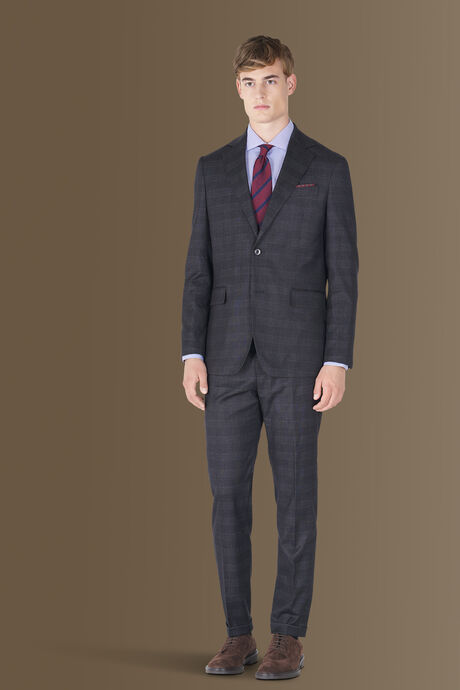 Single-breasted check fabric suit