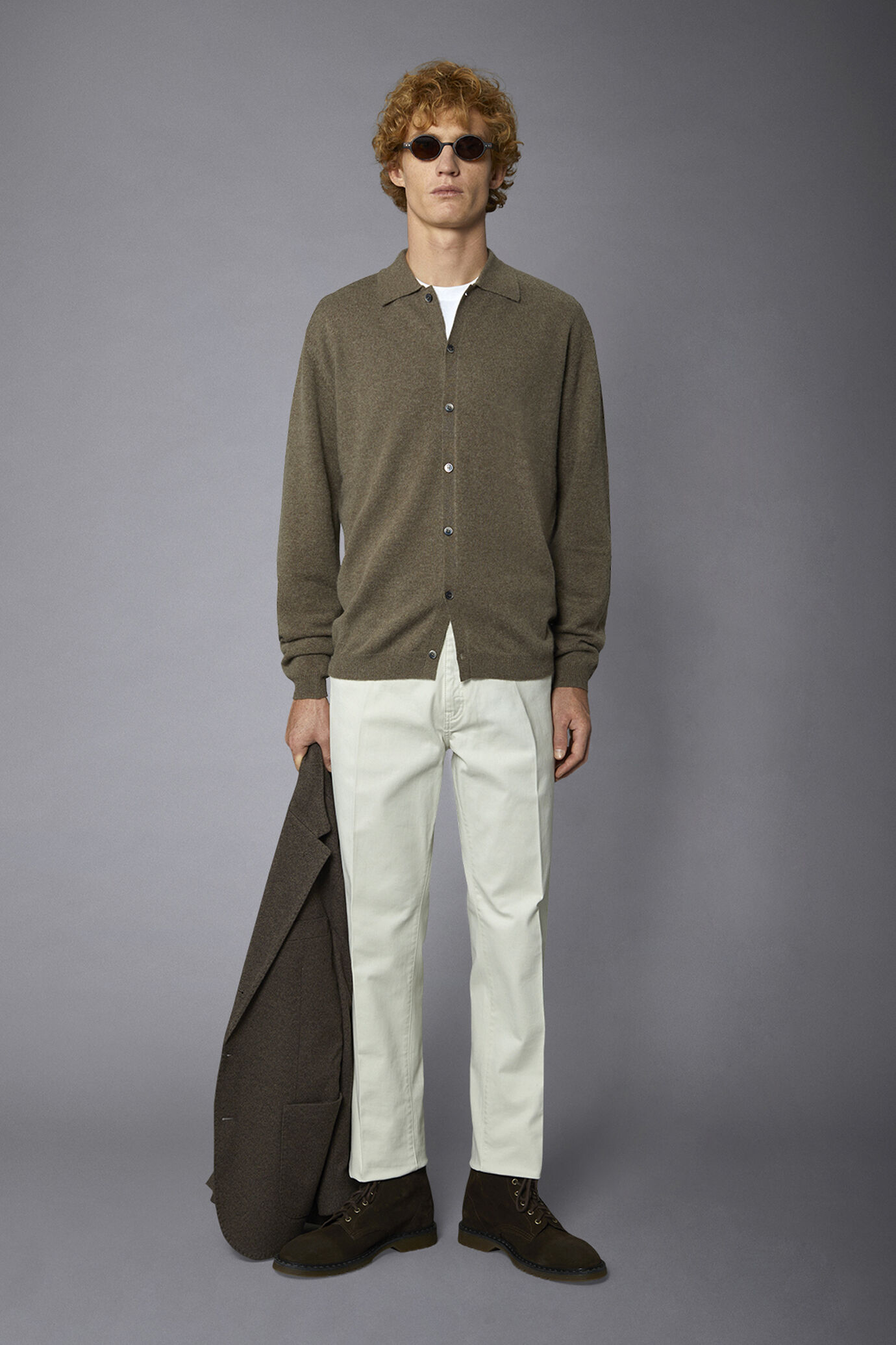 Men's 5-pocket pants washed twill fabric regular fit image number 0