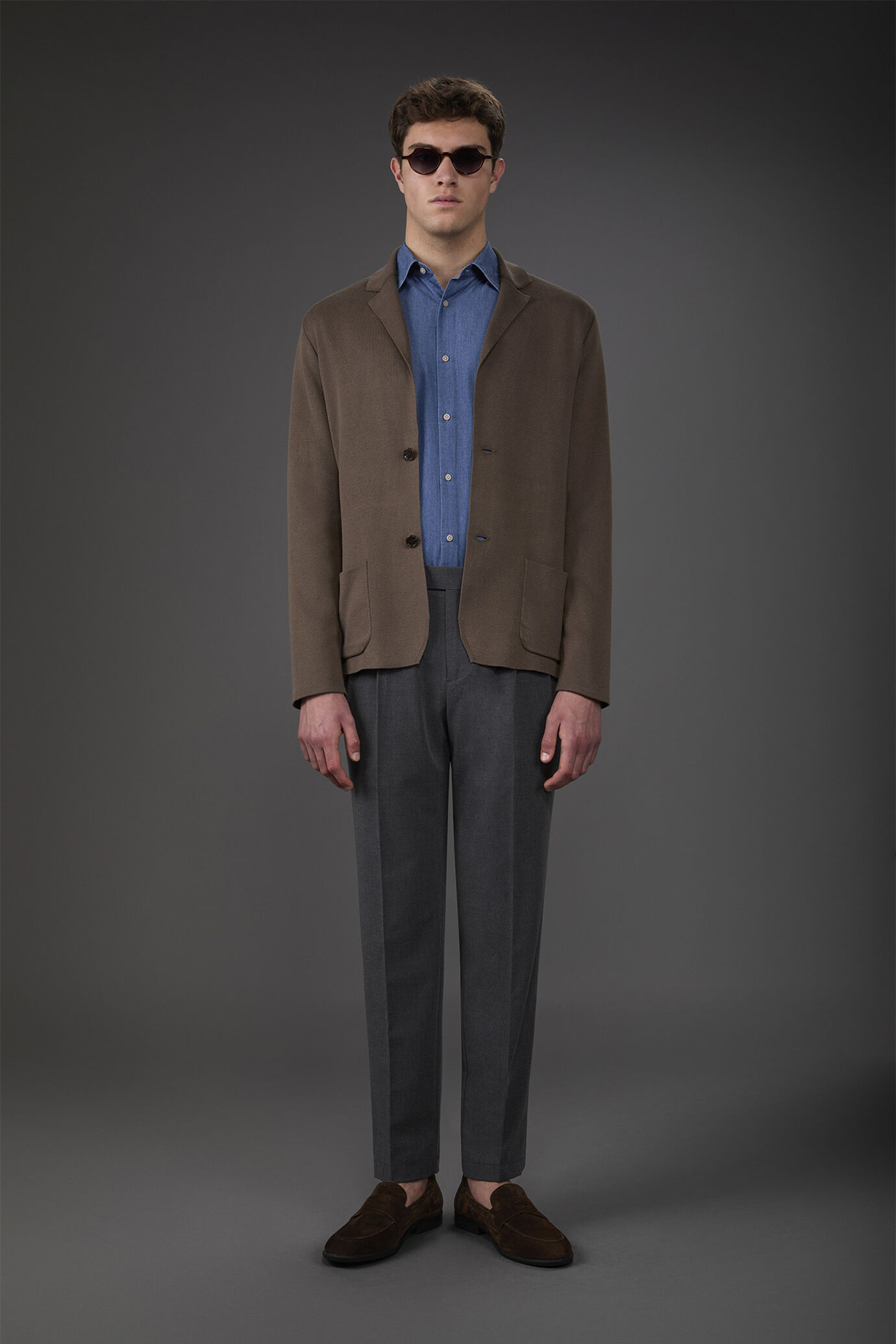 Cardigan homme avec poches plaquées, 100% coton point de Milan image number 0
