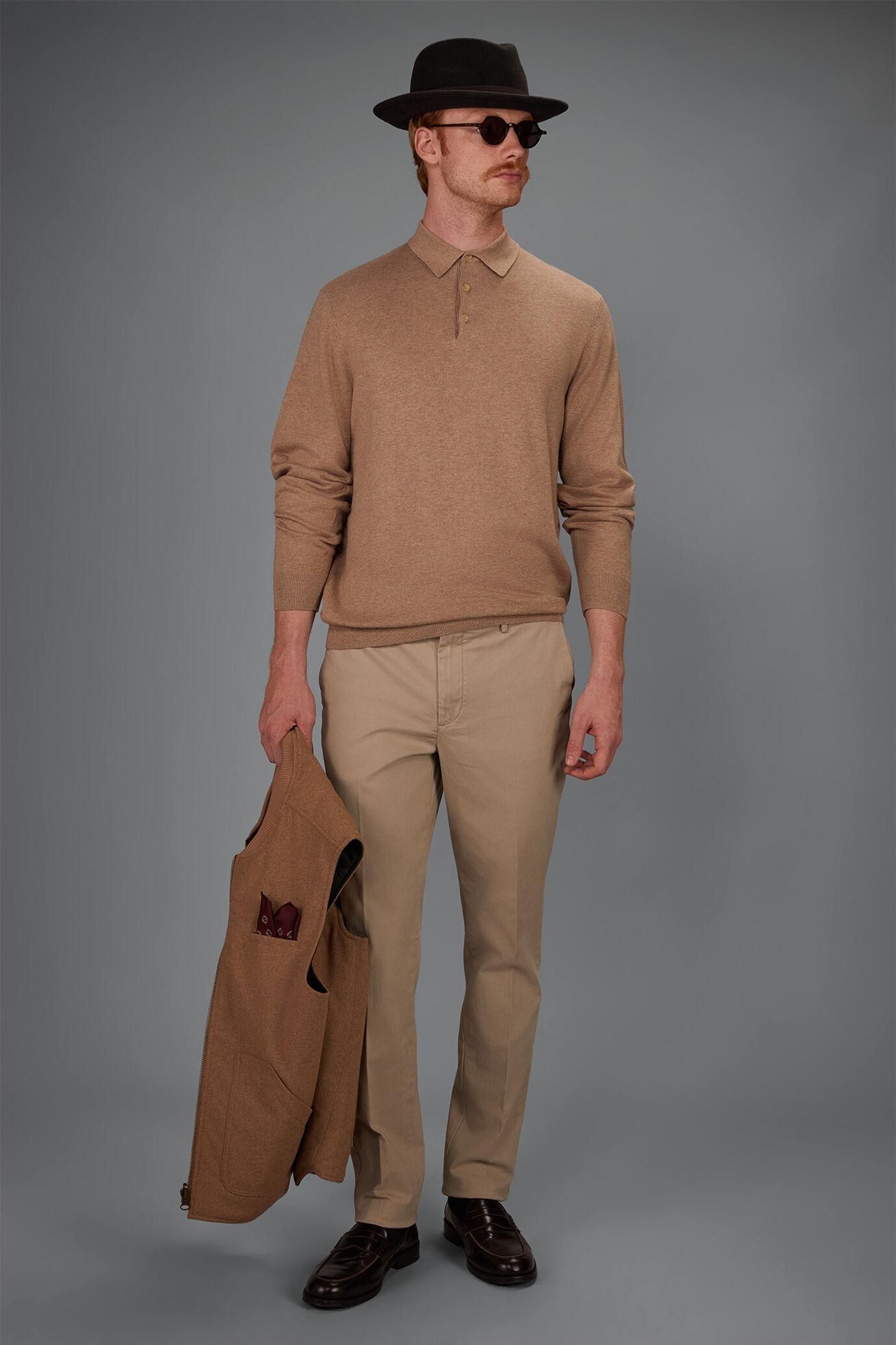 Polo uomo in maglia misto lana e cotone regular fit image number 0