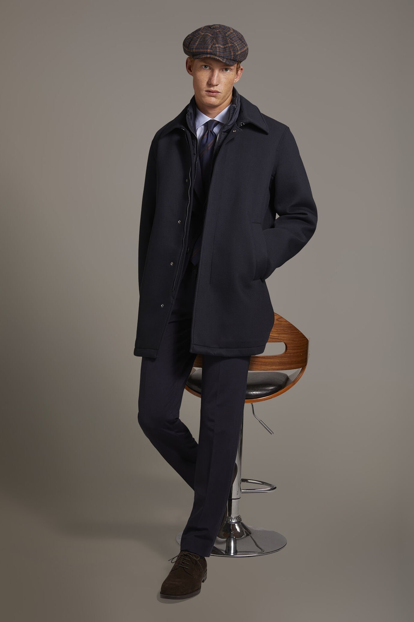 Padded coat in twill fabric image number 0