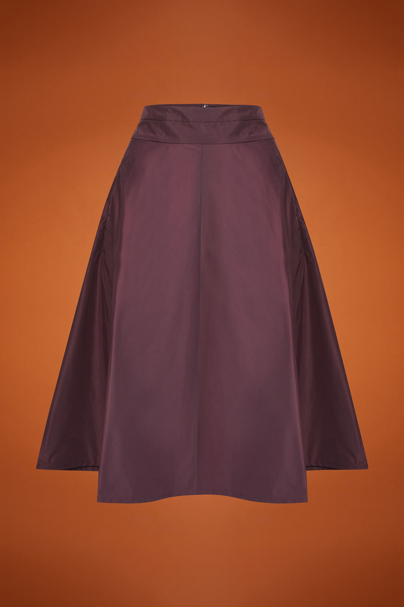 Gonna donna mezza ruota in taffet&agrave; con baschina regular fit image number 5