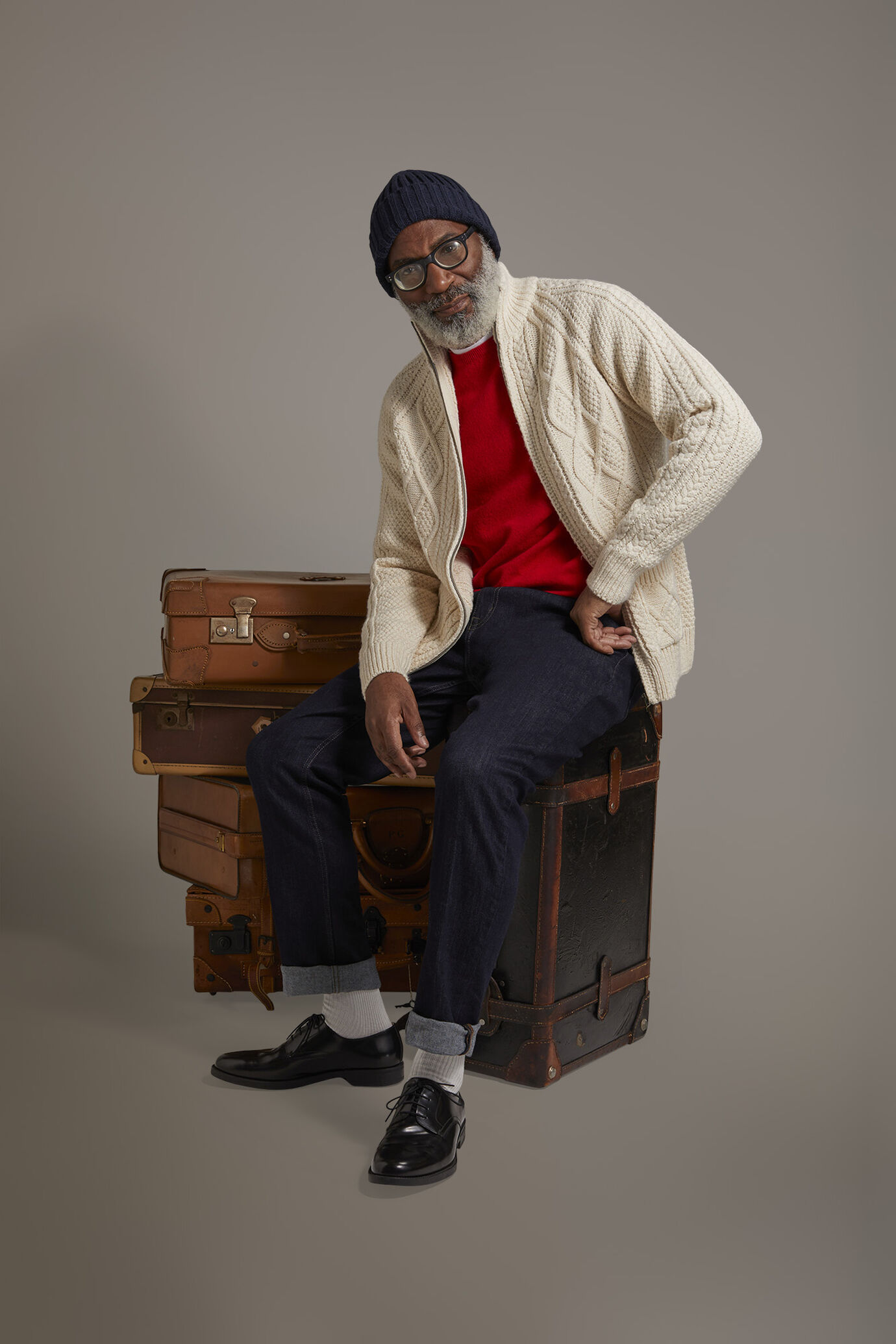 Heavy knit wool blend turtleneck cardigan image number 0