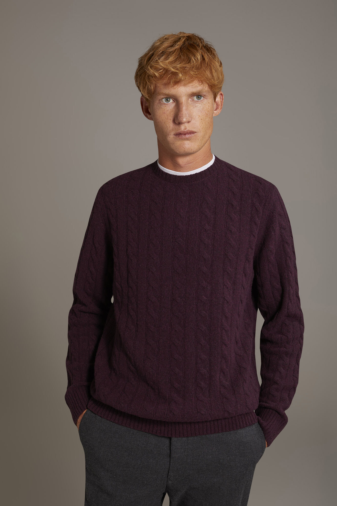Maglia girocollo in misto lana lambswool image number 1