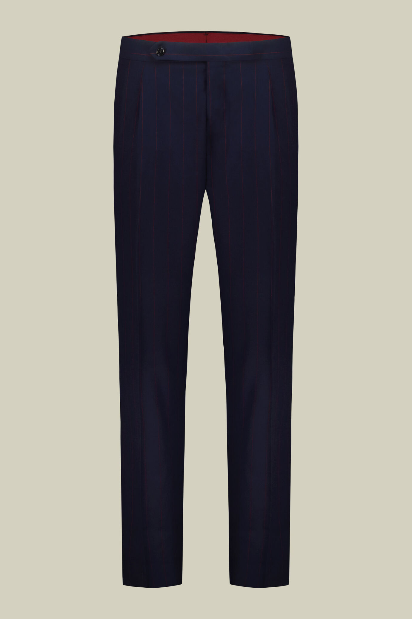 Single-breasted men's suit with single-pleat trousers and side buckles, in a pinstripe fabric image number 6