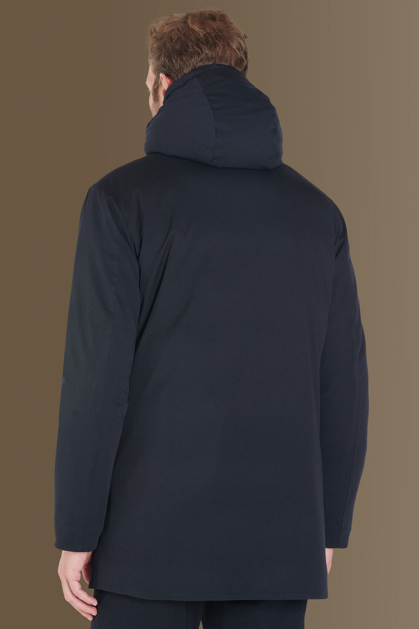 Parka uomo tecnico imbottito con zip tinta unita image number 2