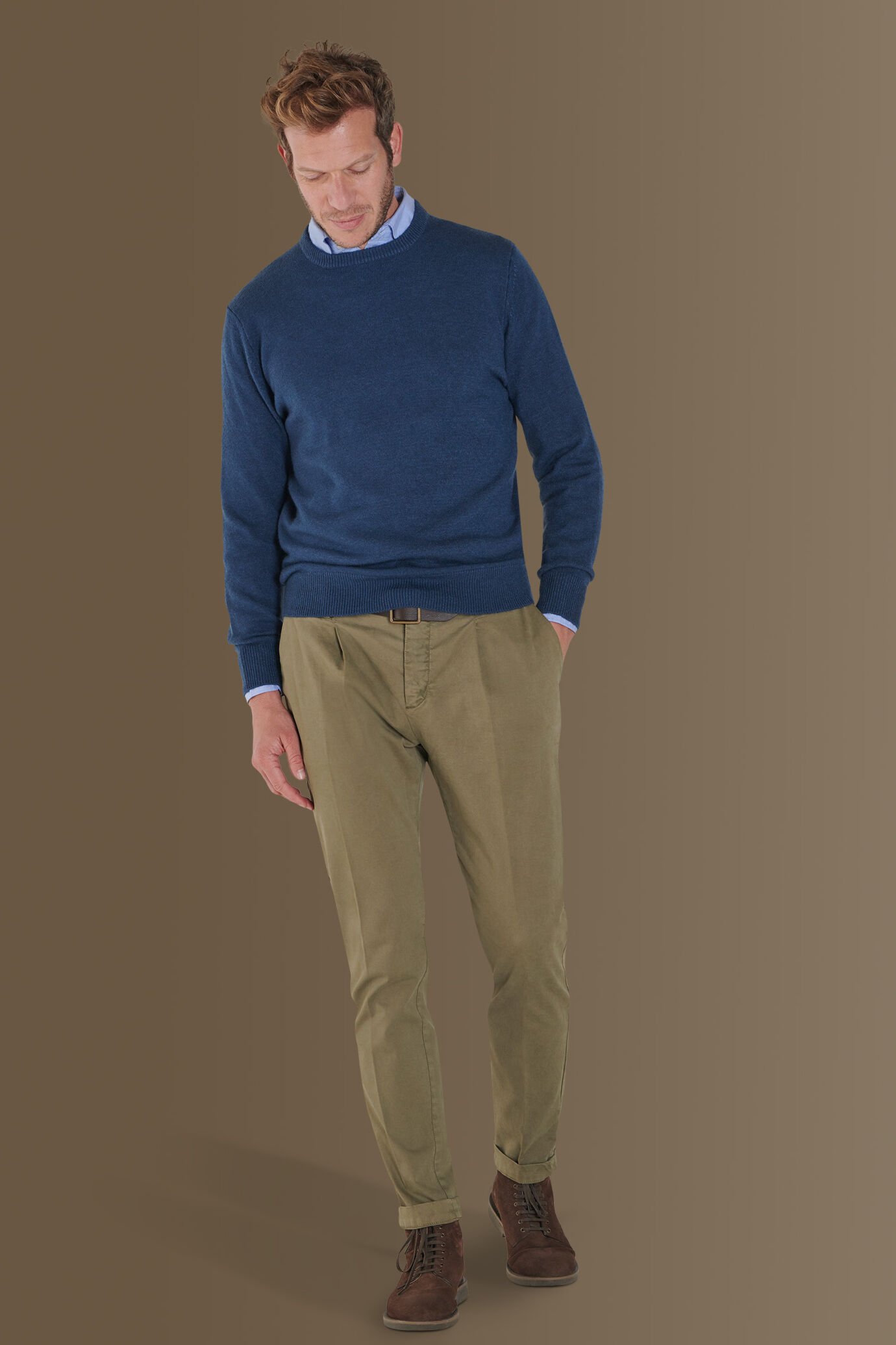 Chino trousers singol pince satin stretch image number 0