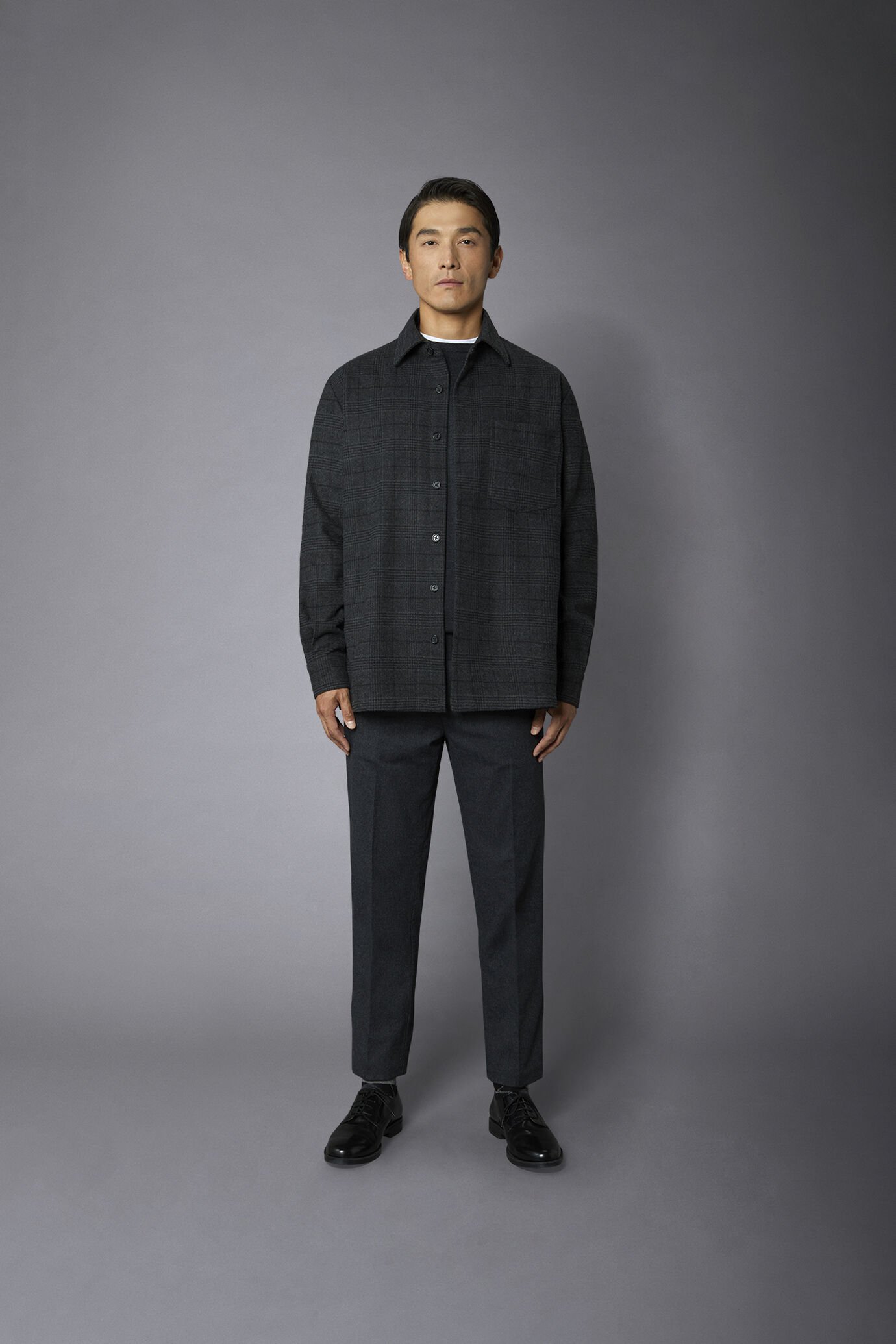 Giacca camicia uomo tessuto misto lana a quadri regular fit image number 3