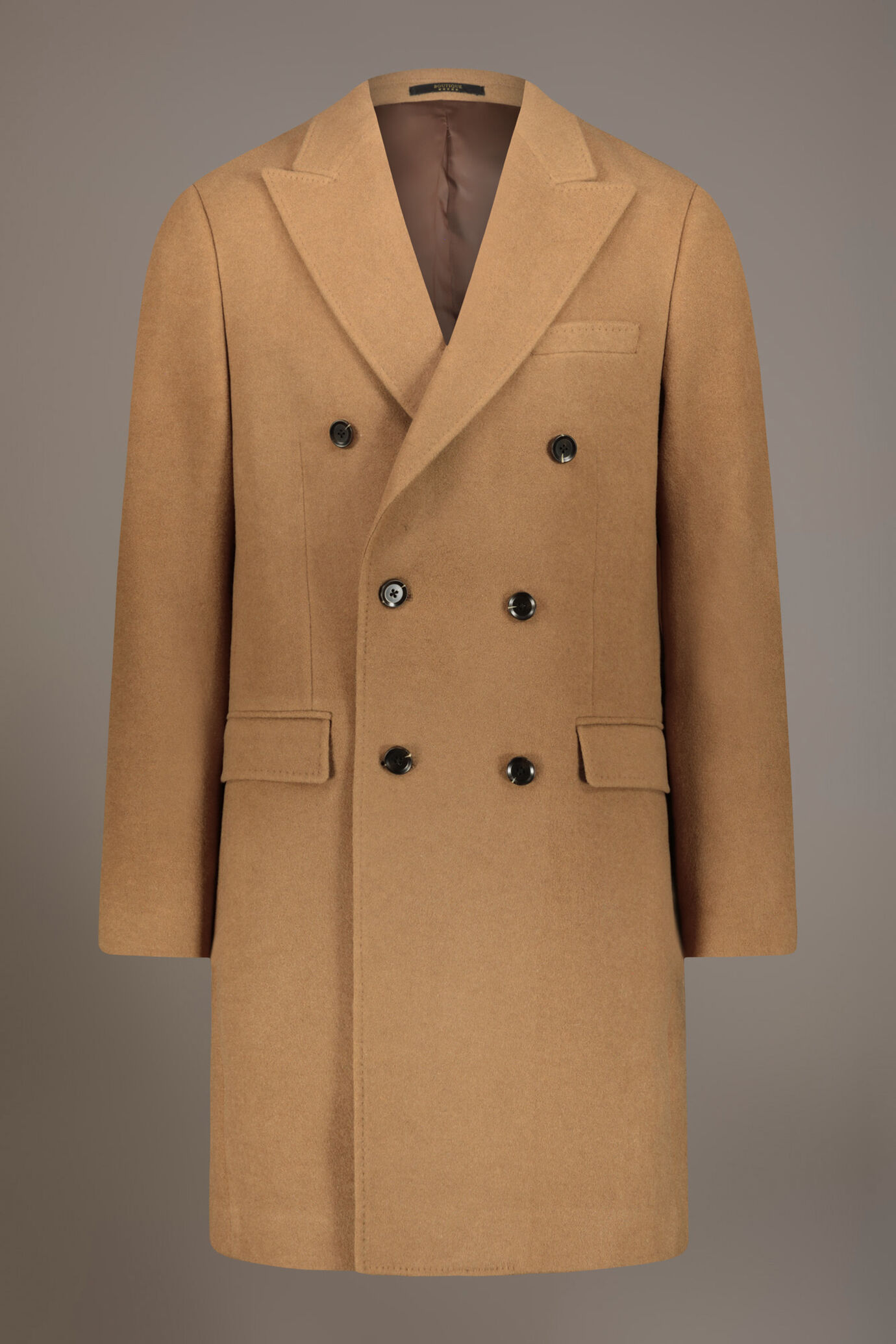 Cappotto classico doppiopetto misto lana lavorazione jersey image number 5