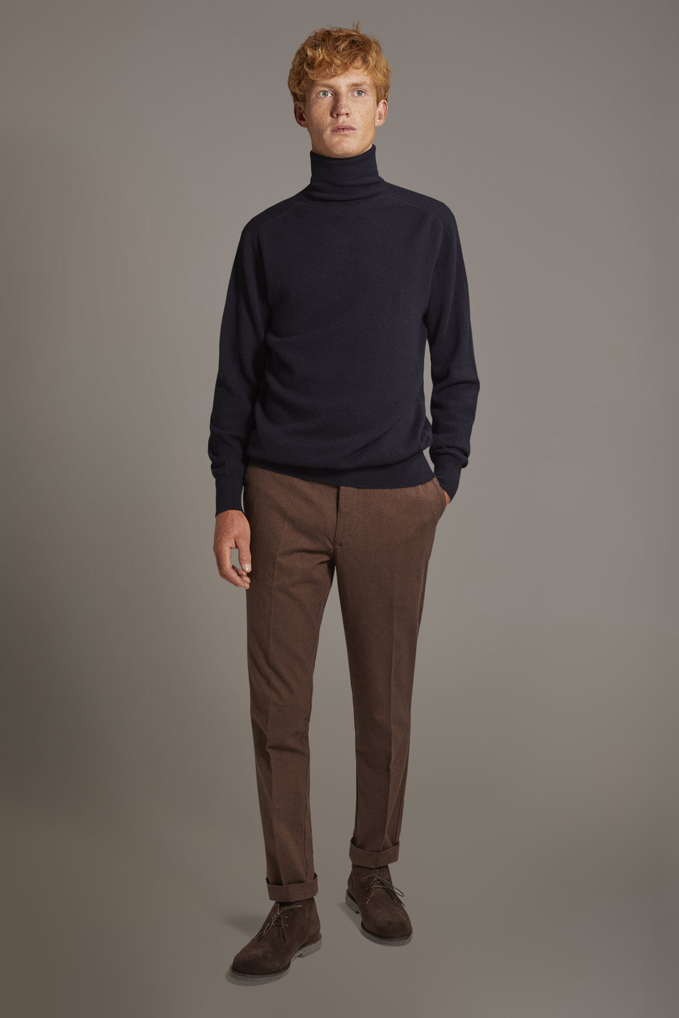 Pantalone chino regular fit tessuto tinto filo melange twill image number 1
