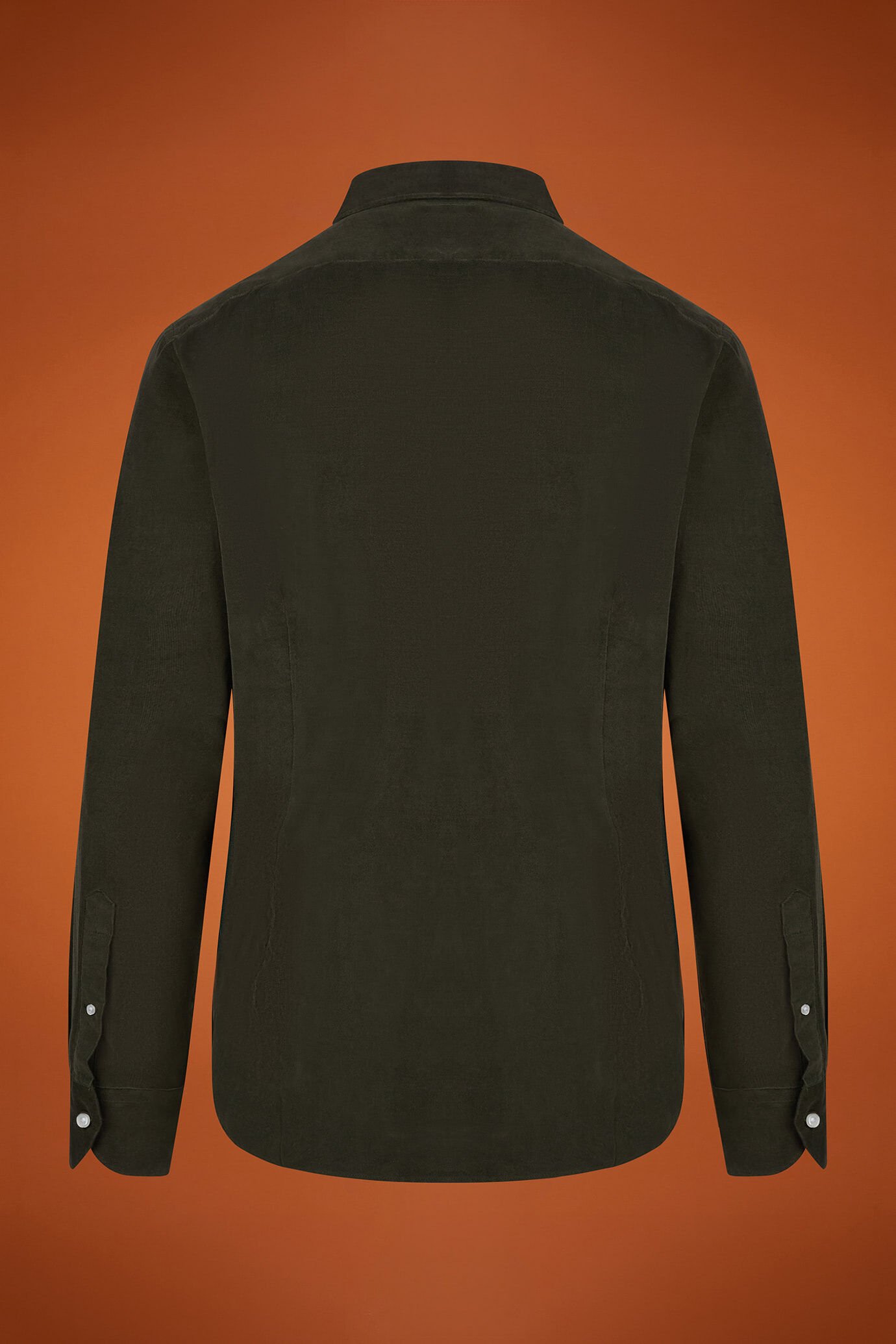 Chemise d&eacute;contract&eacute;e pour homme &agrave; col classique, 100% coton, tissu velours milleraies uni, coupe confort image number 5