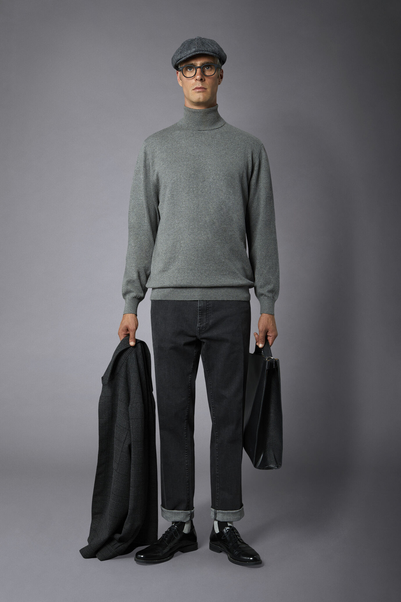 Men's wool and cotton turtleneck sweater image number 0