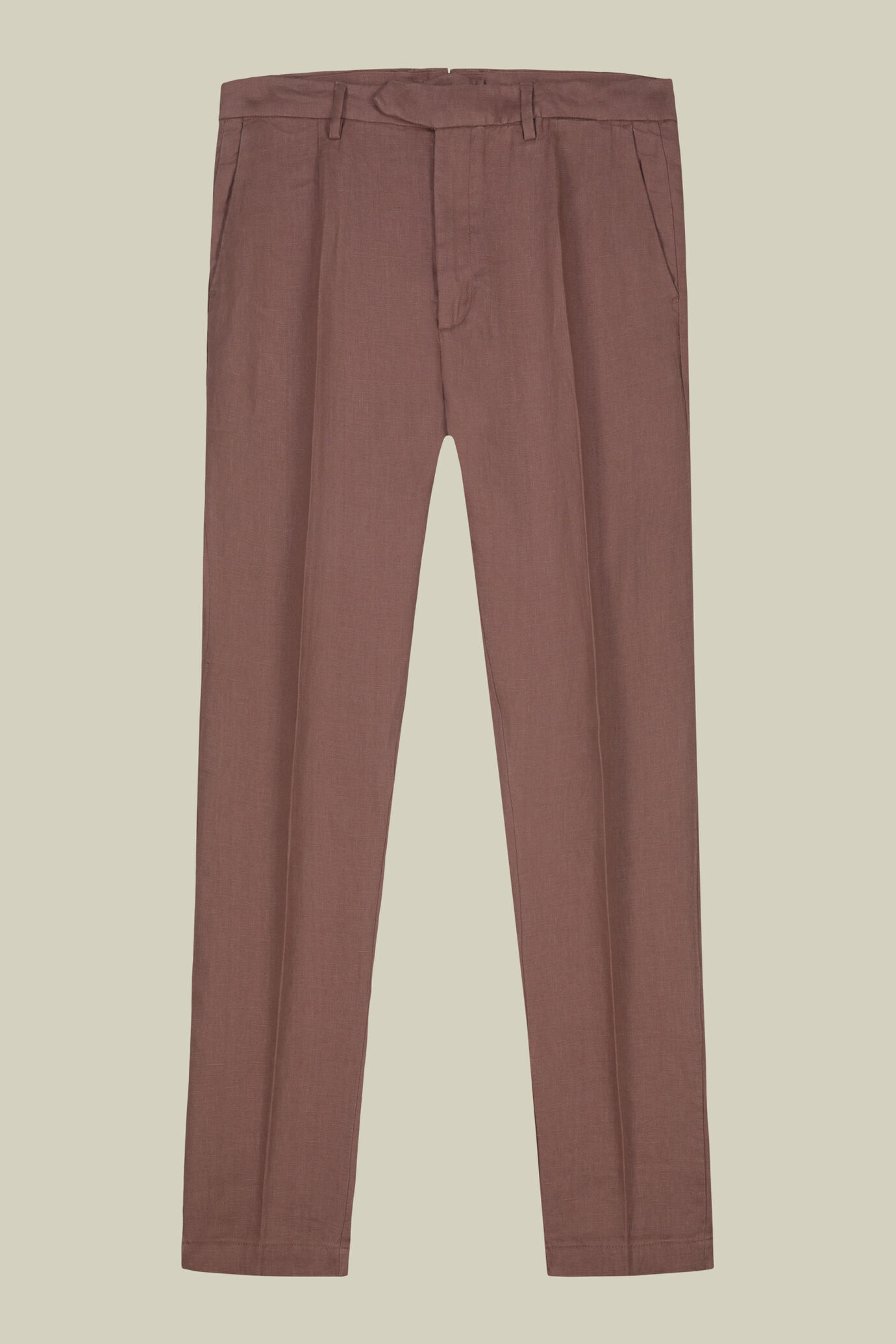 Pantalone uomo 100% lino con due piccole pinces e bottone nascosto image number 4