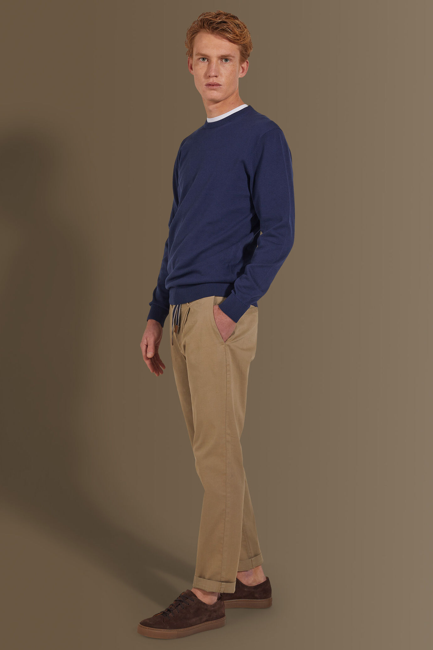 Pantalone uomo con elastico in vita e laccetti image number 0